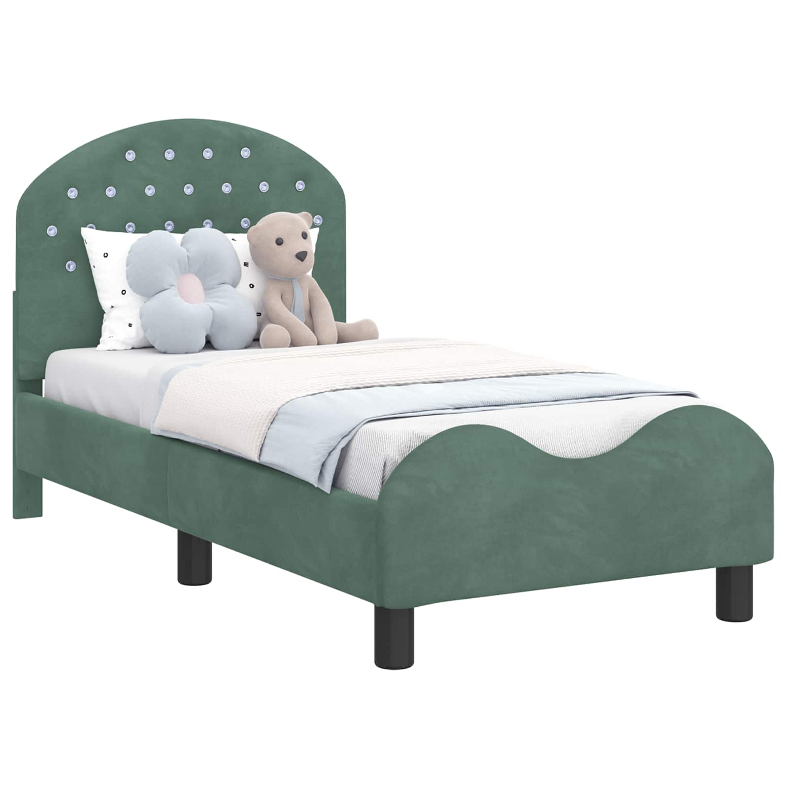Peuterbedframe met hoofdbord Zeegroen 70 x 140 cm Fluweel is nu te koop bij PeponiXL, paradijselijk wonen!