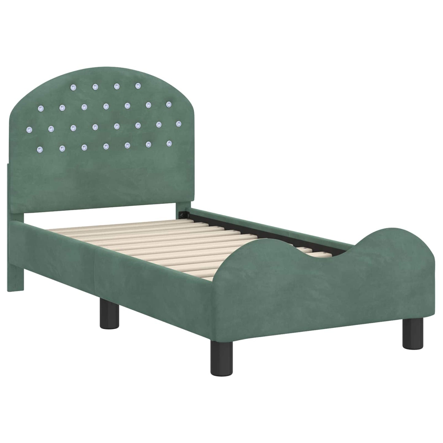 Peuterbedframe met hoofdbord Zeegroen 70 x 140 cm Fluweel is nu te koop bij PeponiXL, paradijselijk wonen!