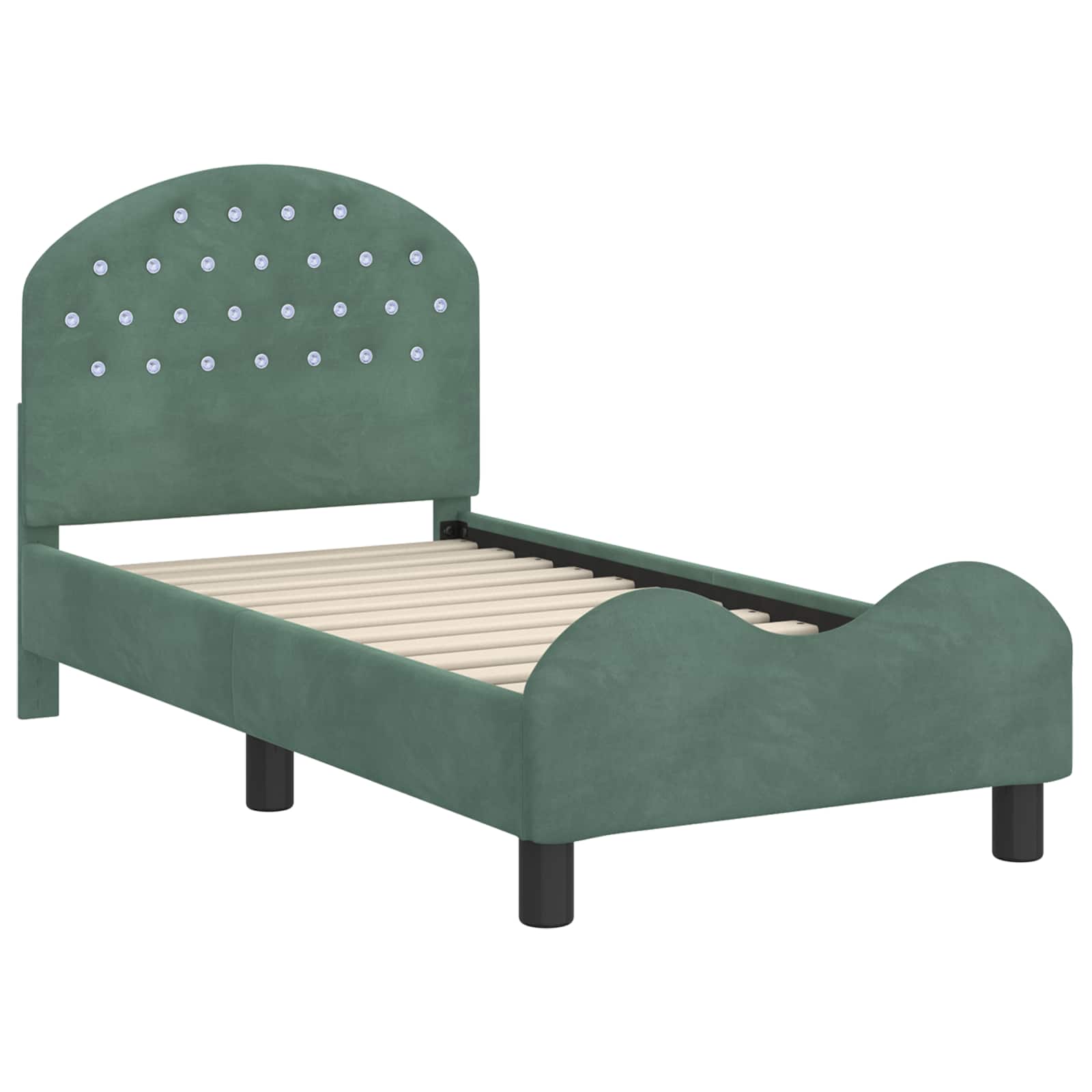 Peuterbedframe met hoofdbord Zeegroen 70 x 140 cm Fluweel is nu te koop bij PeponiXL, paradijselijk wonen!