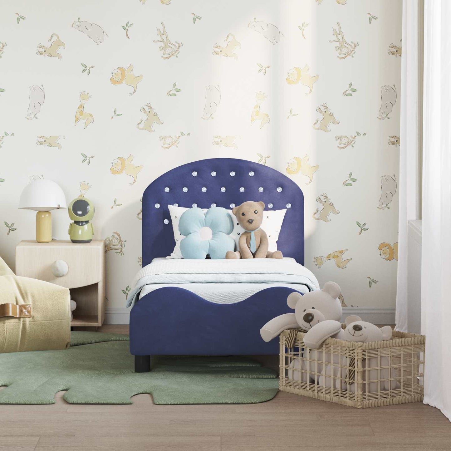Peuterbedframe met hoofdbord Politieblauw 70 x 140 cm Fluweel is nu te koop bij PeponiXL, paradijselijk wonen!