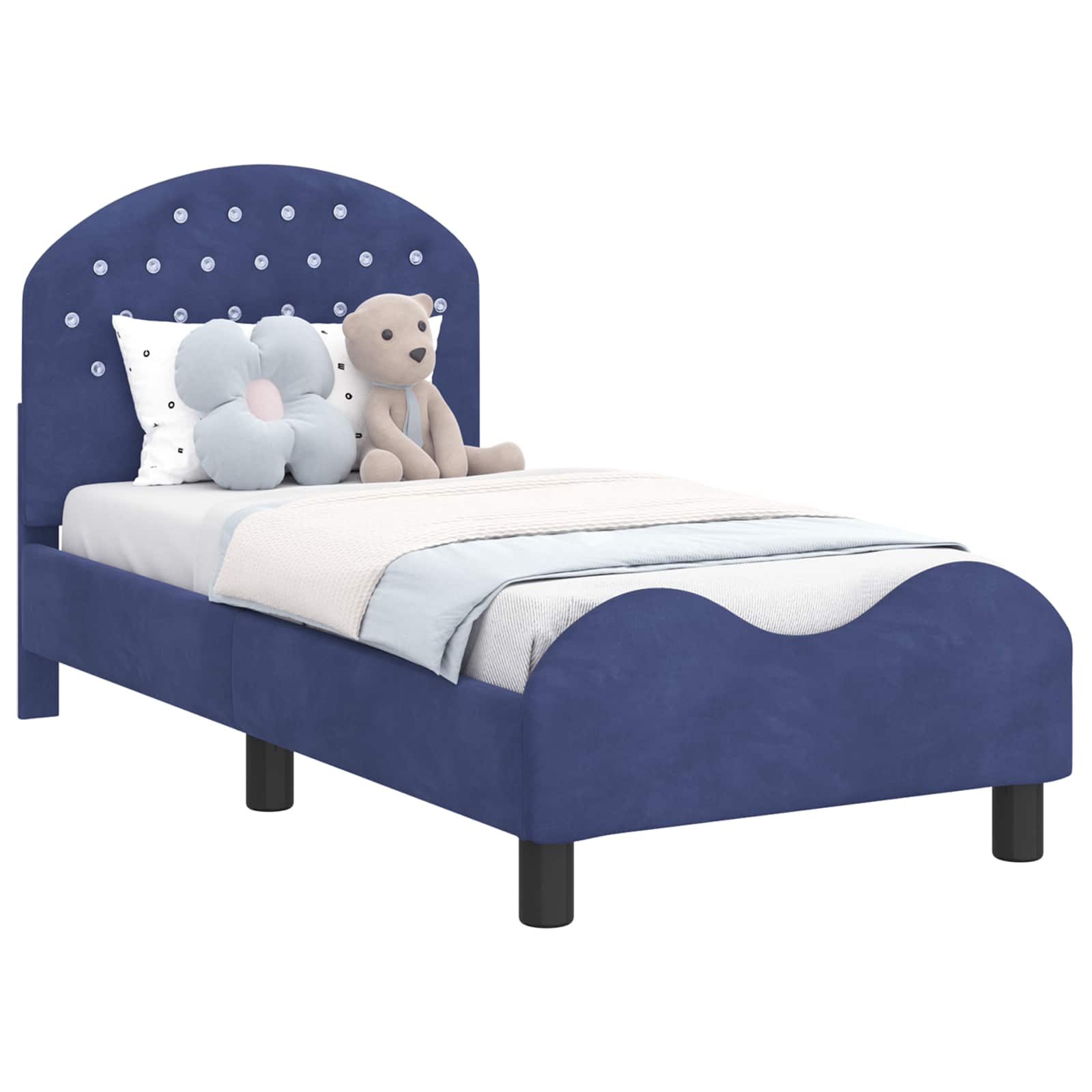 Peuterbedframe met hoofdbord Politieblauw 70 x 140 cm Fluweel is nu te koop bij PeponiXL, paradijselijk wonen!
