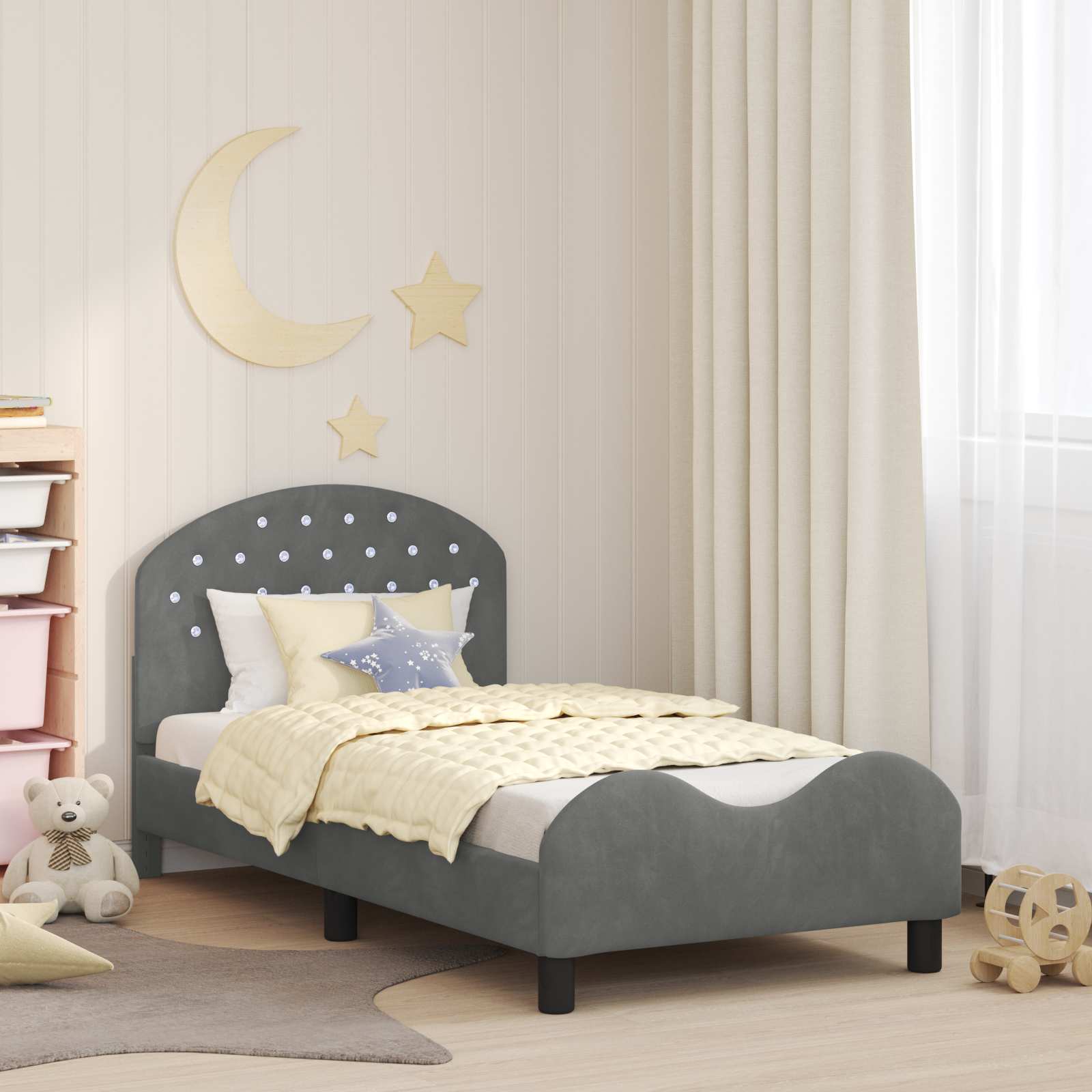 Bedframe voor kinderen met hoofdbord Donkergrijs 80 x 160 cm is nu te koop bij PeponiXL, paradijselijk wonen!