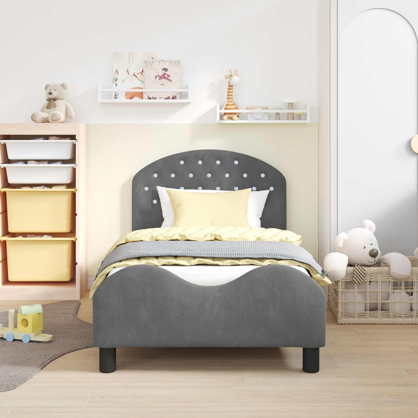 Bedframe voor kinderen met hoofdbord Donkergrijs 80 x 160 cm is nu te koop bij PeponiXL, paradijselijk wonen!