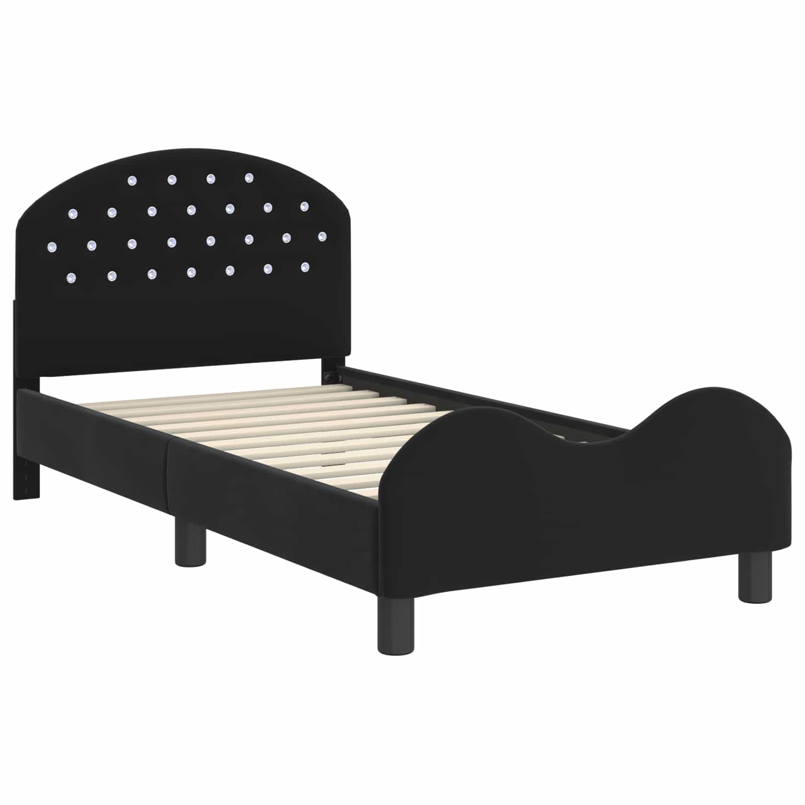 Bedframe voor kinderen met hoofdbord Zwart 80 x 160 cm Fluweel is nu te koop bij PeponiXL, paradijselijk wonen!