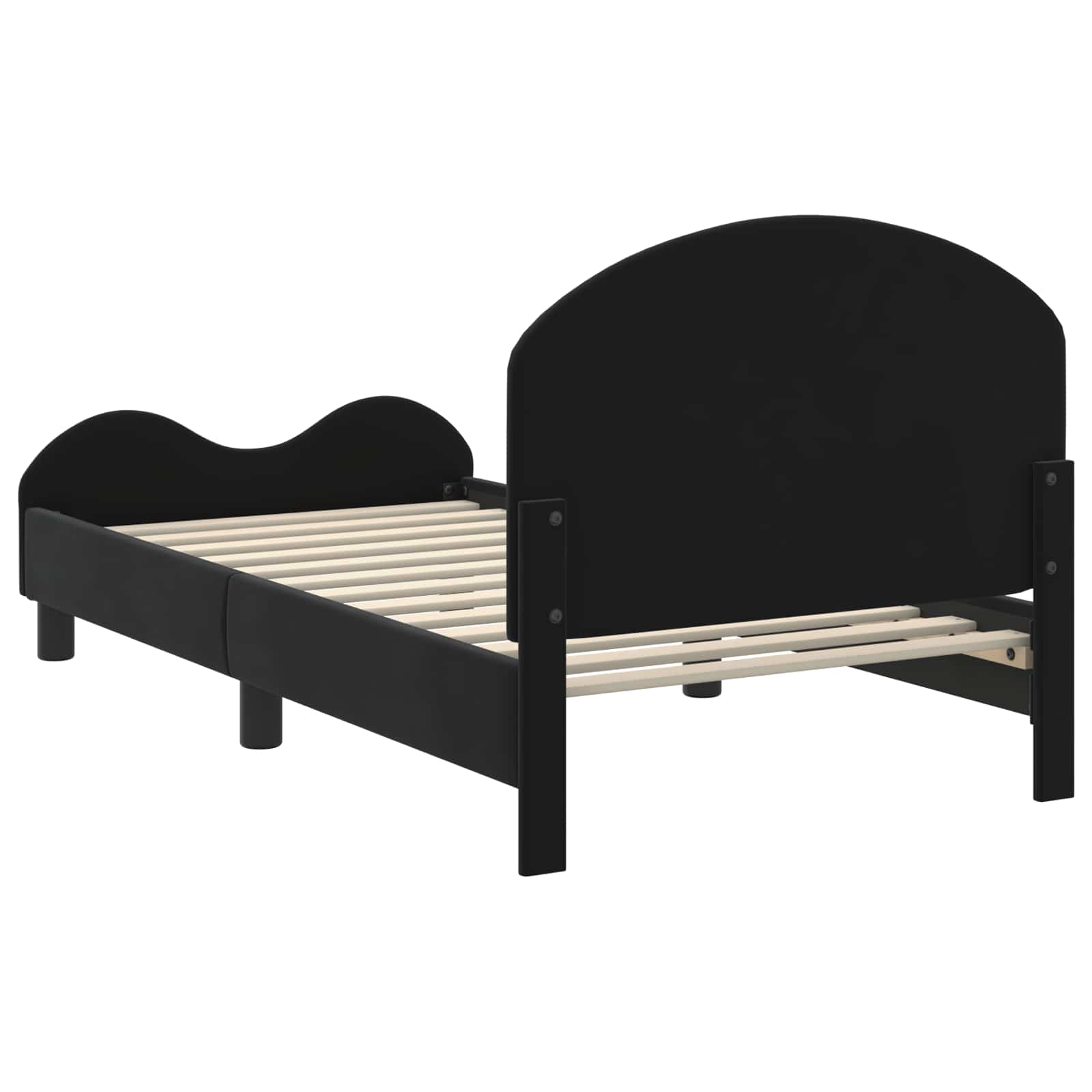 Bedframe voor kinderen met hoofdbord Zwart 80 x 160 cm Fluweel is nu te koop bij PeponiXL, paradijselijk wonen!