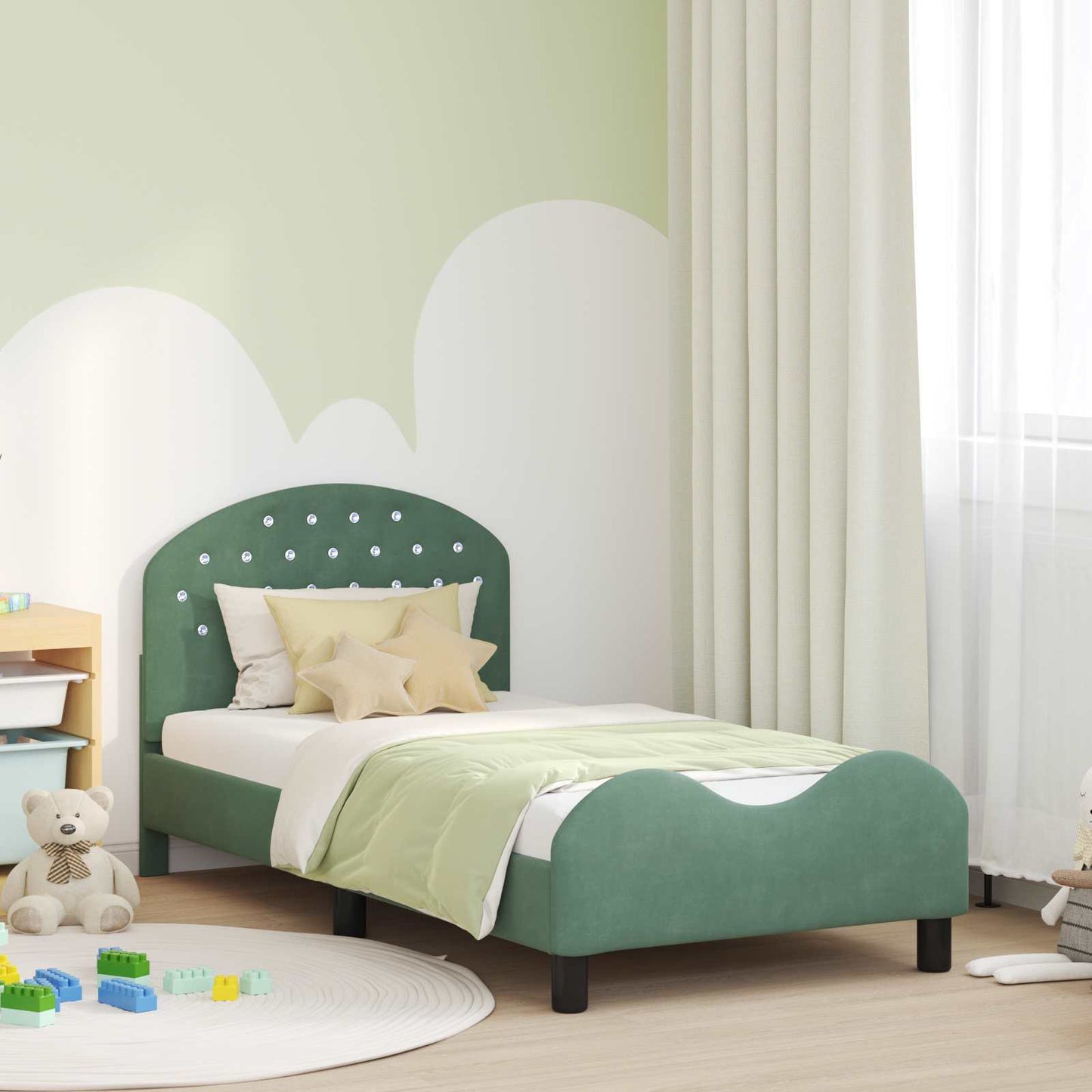 Bedframe voor kinderen met hoofdbord Zeegroen 80 x 160 cm is nu te koop bij PeponiXL, paradijselijk wonen!