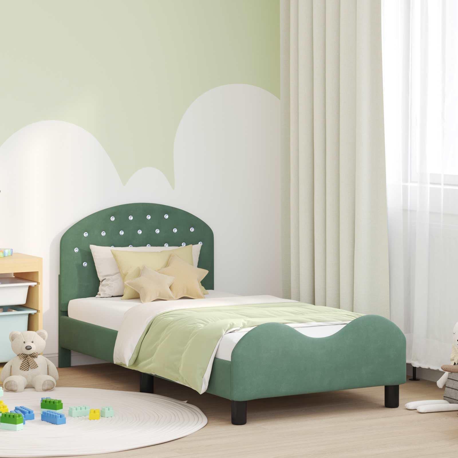 Bedframe voor kinderen met hoofdbord Zeegroen 80 x 160 cm is nu te koop bij PeponiXL, paradijselijk wonen!