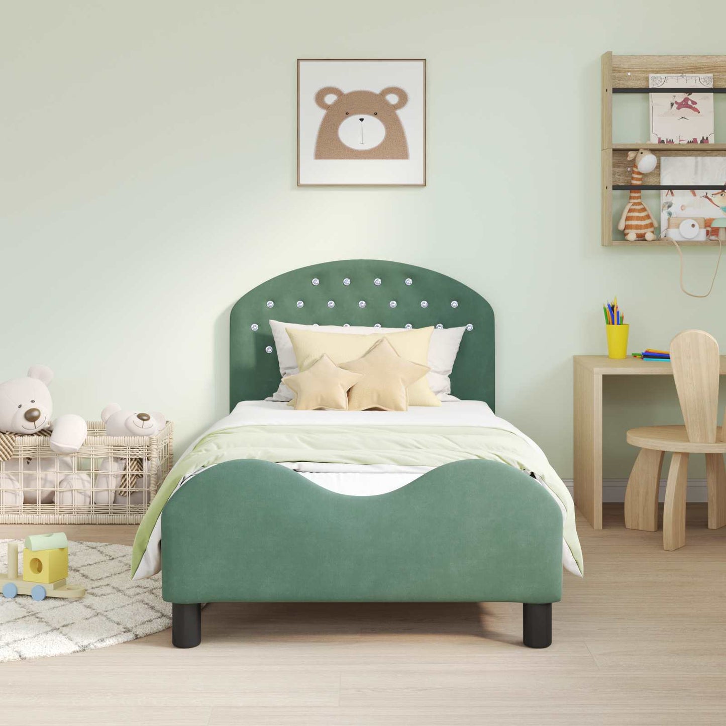 Bedframe voor kinderen met hoofdbord Zeegroen 80 x 160 cm is nu te koop bij PeponiXL, paradijselijk wonen!