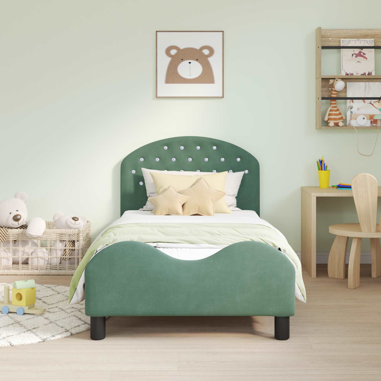 Bedframe voor kinderen met hoofdbord Zeegroen 80 x 160 cm is nu te koop bij PeponiXL, paradijselijk wonen!