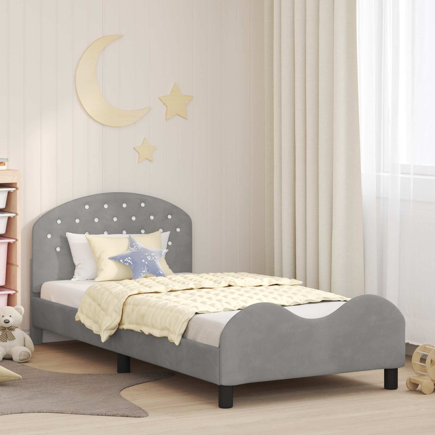 Bedframe voor kinderen met hoofdbord Lichtgrijs 80 x 200 cm is nu te koop bij PeponiXL, paradijselijk wonen!