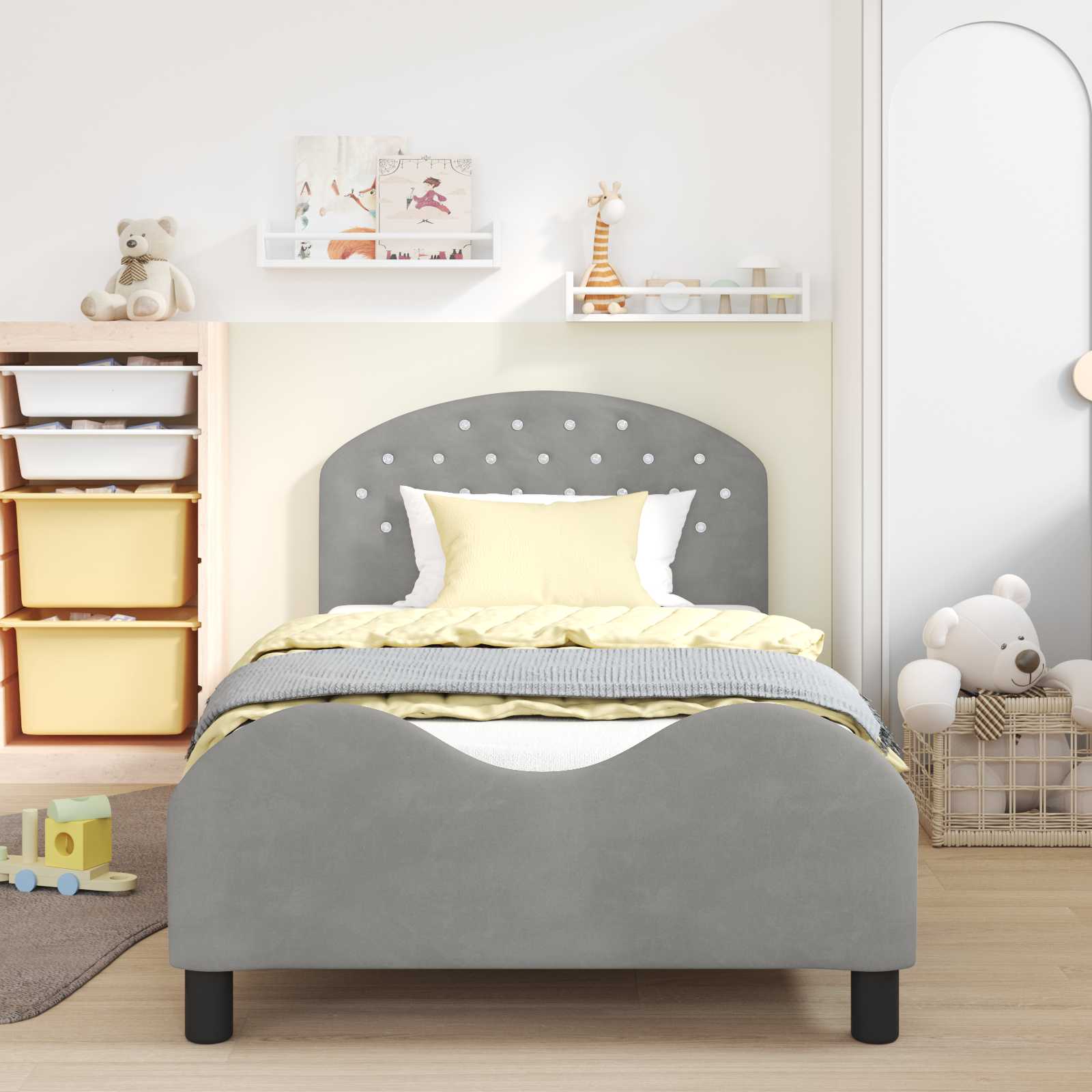 Bedframe voor kinderen met hoofdbord Lichtgrijs 80 x 200 cm is nu te koop bij PeponiXL, paradijselijk wonen!