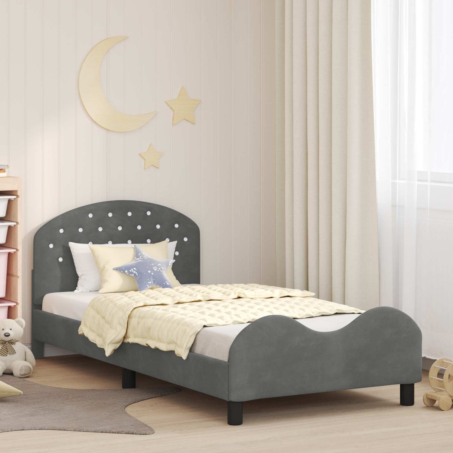 Bedframe voor kinderen met hoofdbord Donkergrijs 80 x 200 cm is nu te koop bij PeponiXL, paradijselijk wonen!