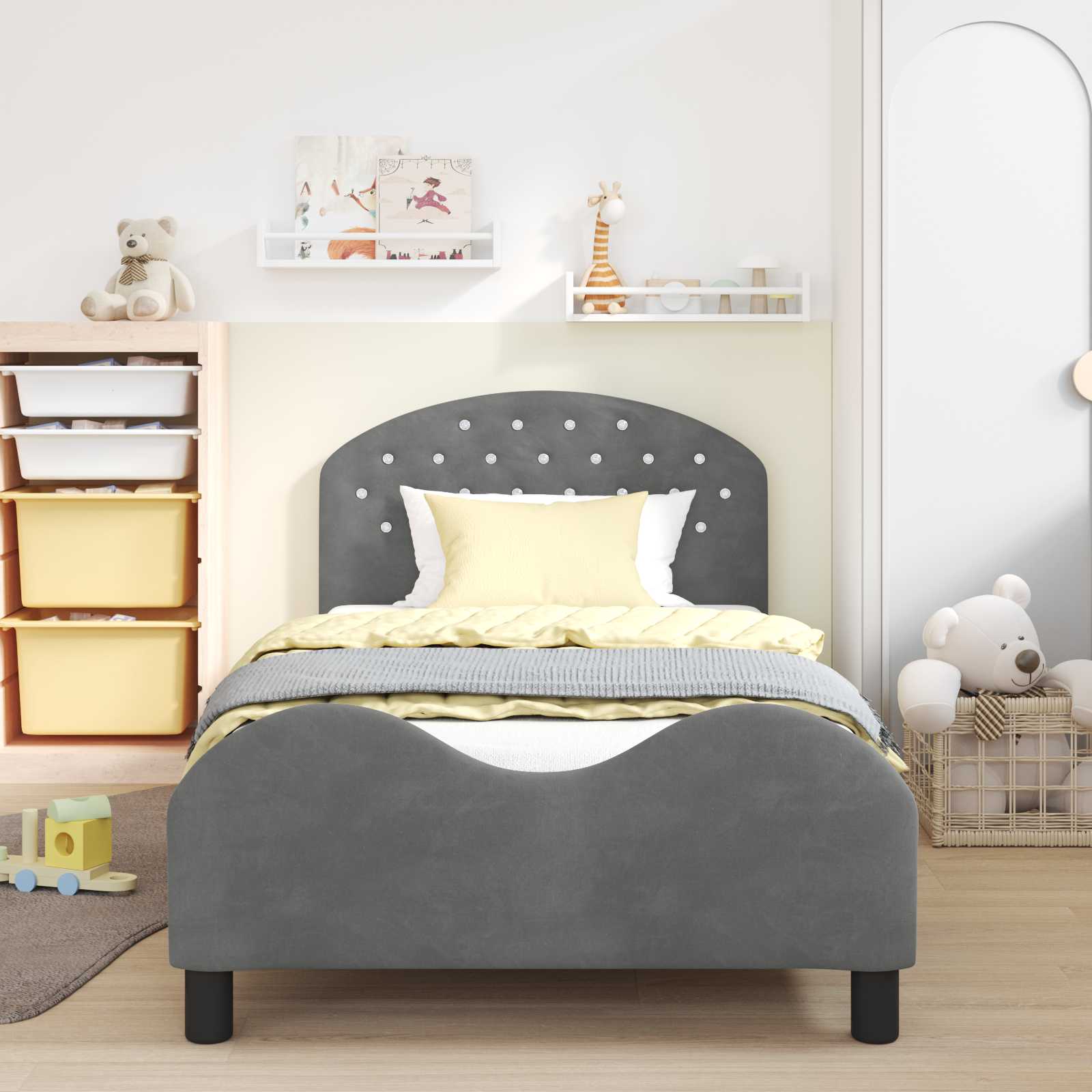 Bedframe voor kinderen met hoofdbord Donkergrijs 80 x 200 cm is nu te koop bij PeponiXL, paradijselijk wonen!