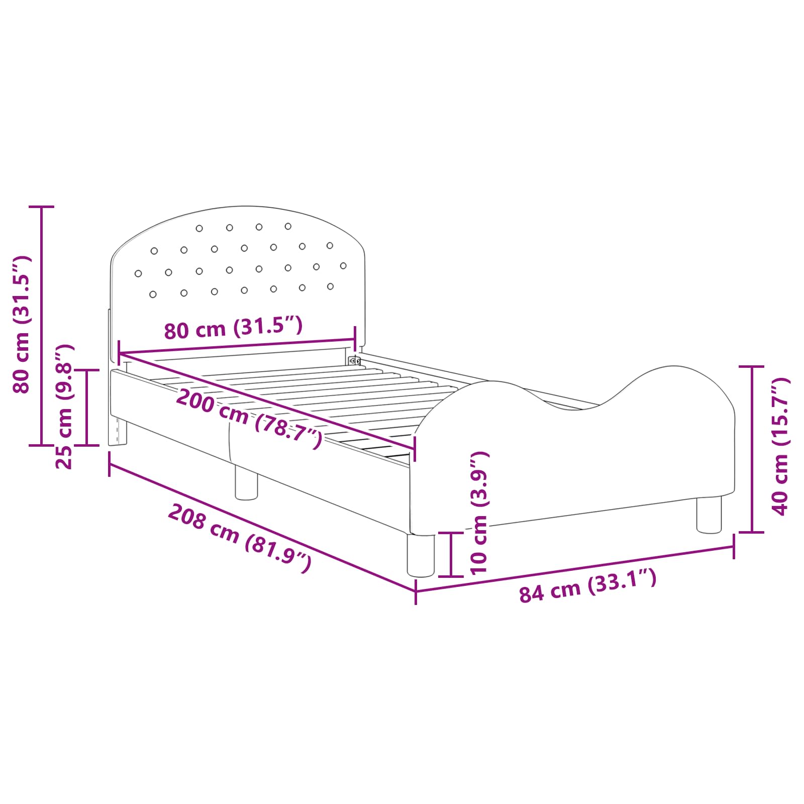 Bedframe voor kinderen met hoofdbord Zeegroen 80 x 200 cm is nu te koop bij PeponiXL, paradijselijk wonen!