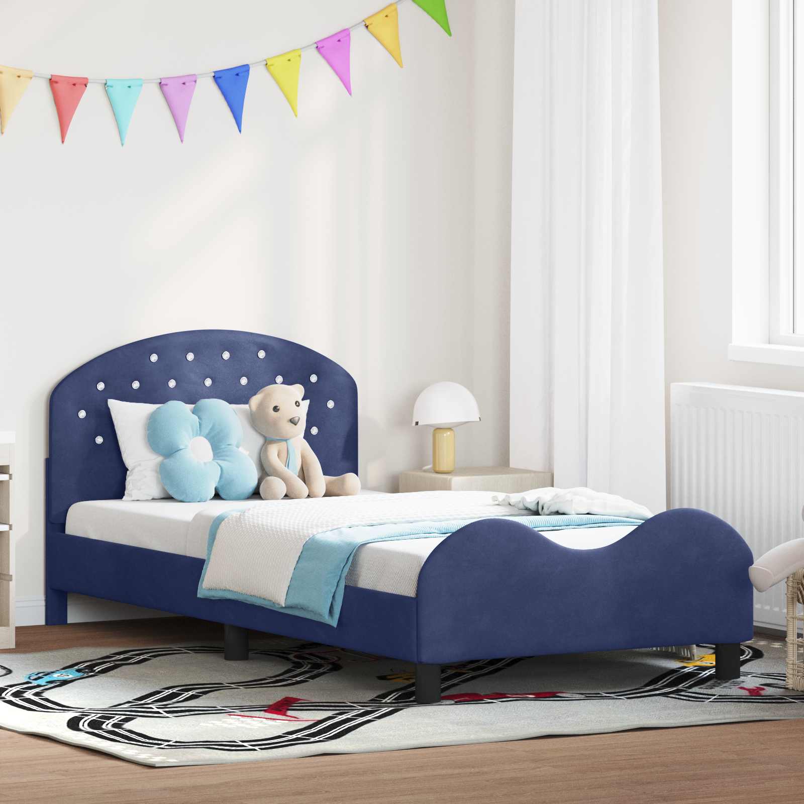 Bedframe voor kinderen met hoofdbord Politieblauw 80 x 200 cm is nu te koop bij PeponiXL, paradijselijk wonen!