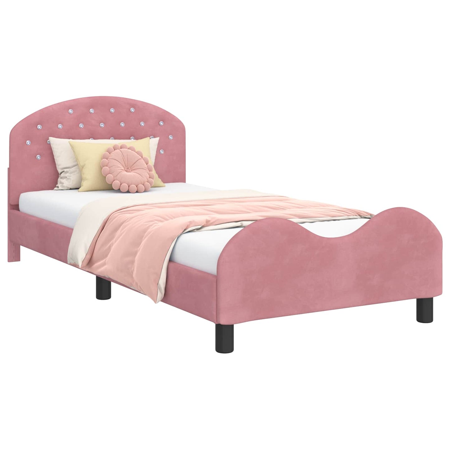 Bedframe voor kinderen met hoofdbord Roze 90 x 190 cm Fluweel is nu te koop bij PeponiXL, paradijselijk wonen!