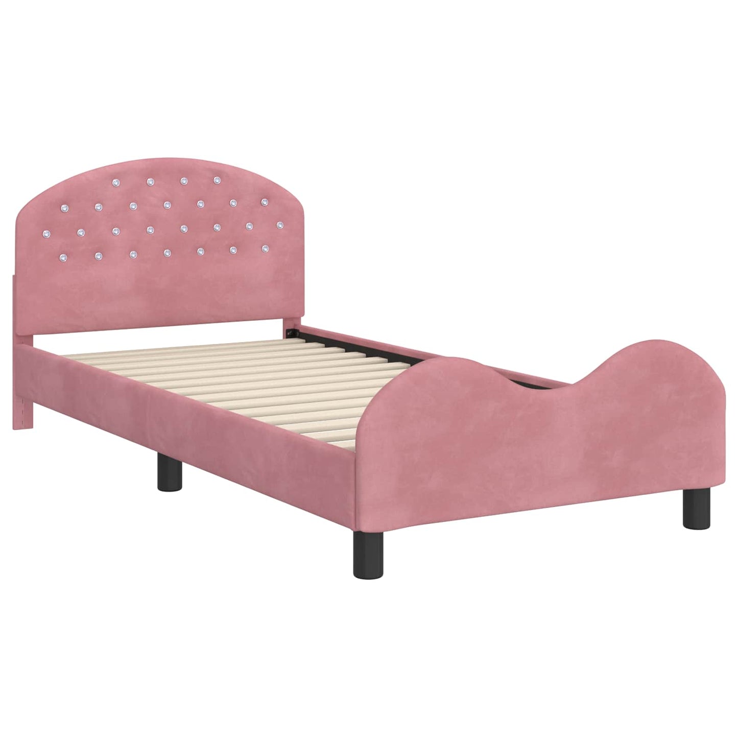 Bedframe voor kinderen met hoofdbord Roze 90 x 190 cm Fluweel is nu te koop bij PeponiXL, paradijselijk wonen!