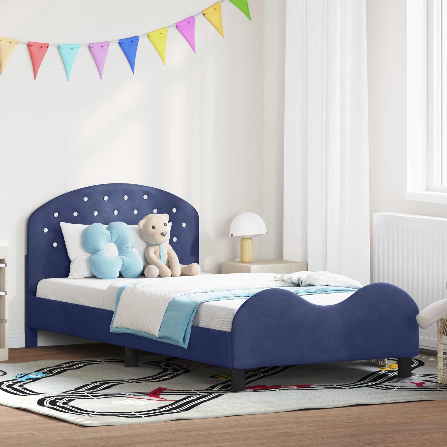 Bedframe voor kinderen met hoofdbord Politieblauw 90 x 190 cm is nu te koop bij PeponiXL, paradijselijk wonen!