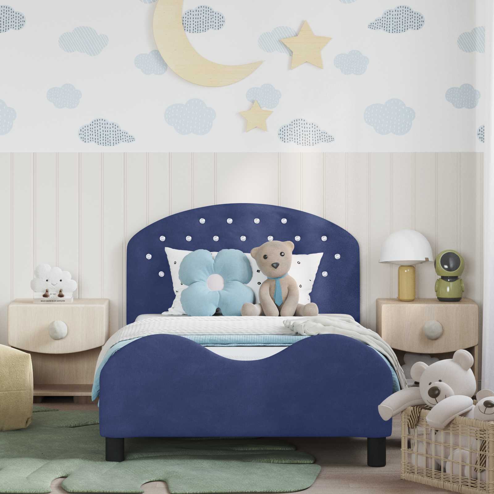 Bedframe voor kinderen met hoofdbord Politieblauw 90 x 190 cm is nu te koop bij PeponiXL, paradijselijk wonen!
