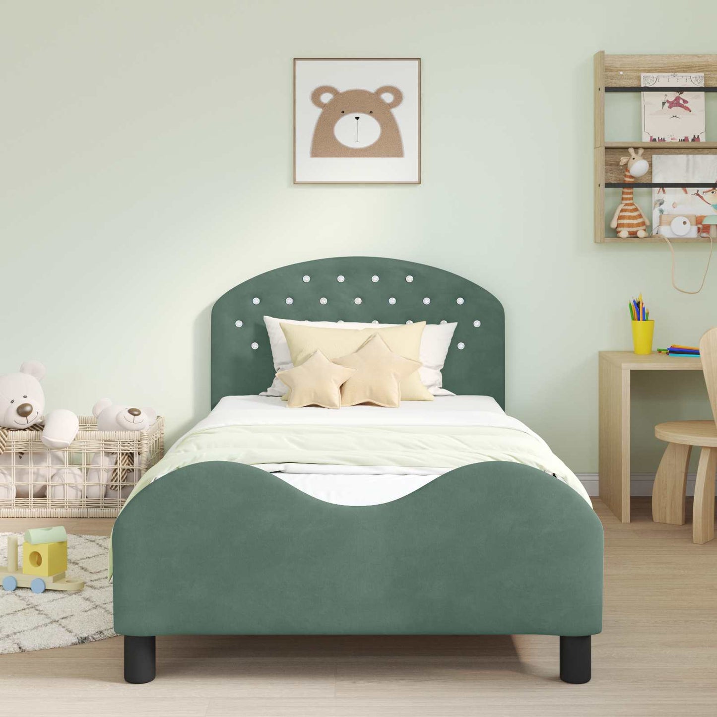 Bedframe voor kinderen met hoofdbord Zeegroen 90 x 200 cm is nu te koop bij PeponiXL, paradijselijk wonen!