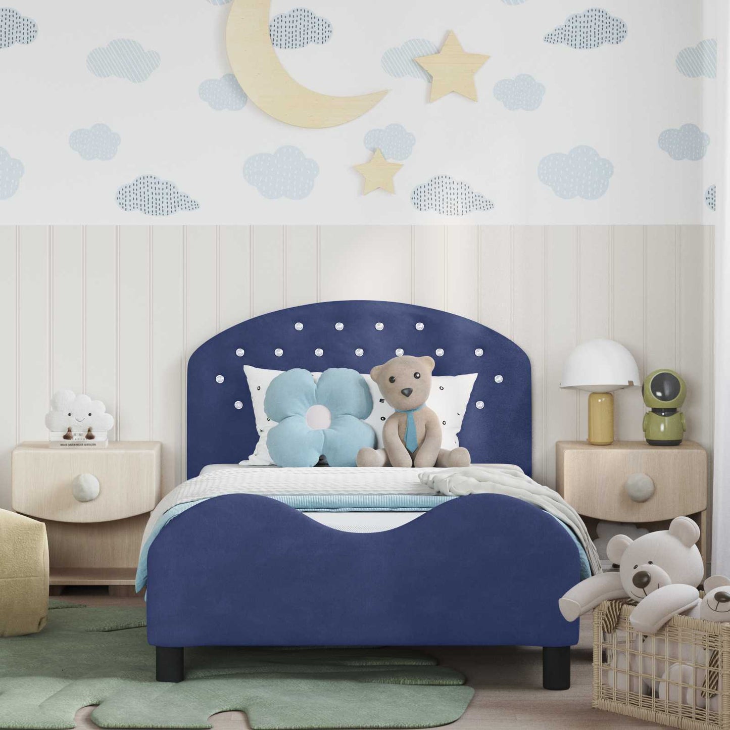 Bedframe voor kinderen met hoofdbord Politieblauw 90 x 200 cm is nu te koop bij PeponiXL, paradijselijk wonen!
