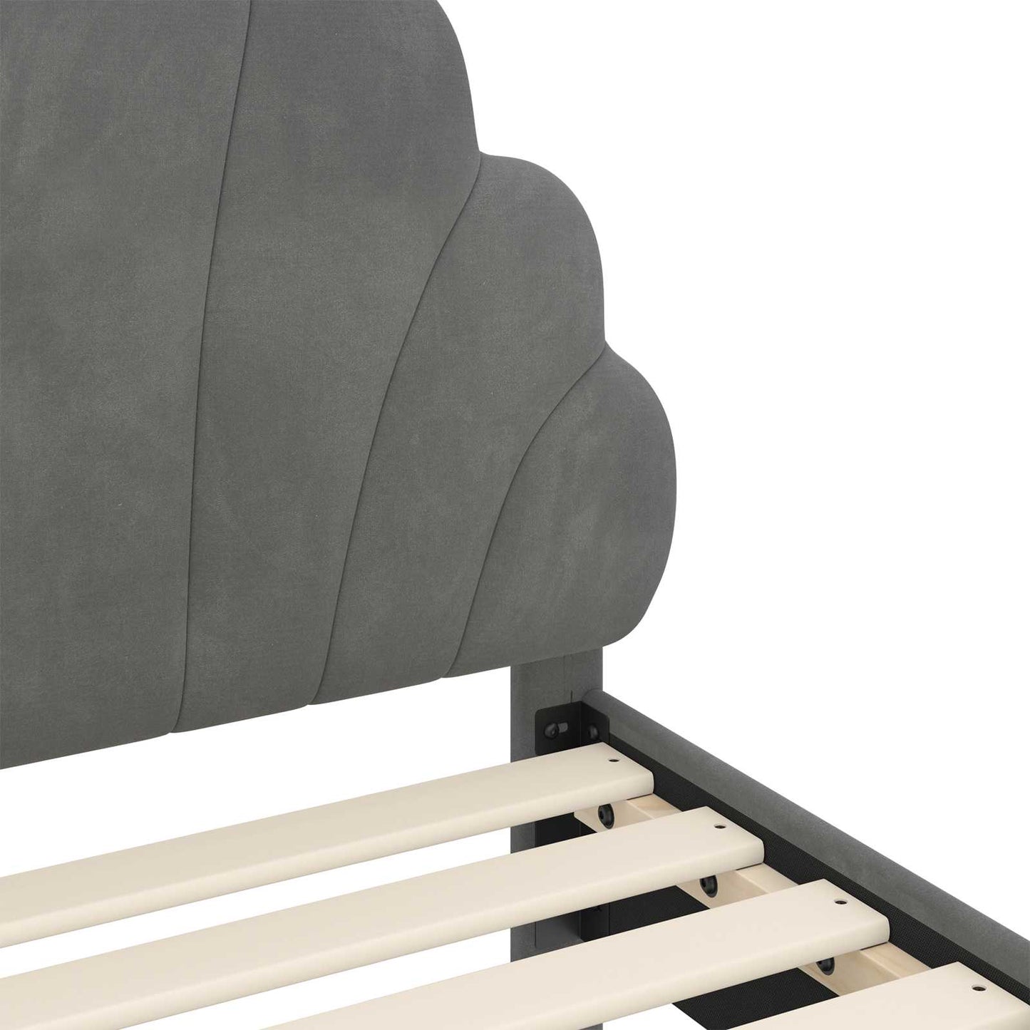 Peuterbedframe met hoofdbord Donkergrijs 70 x 140 cm Fluweel is nu te koop bij PeponiXL, paradijselijk wonen!