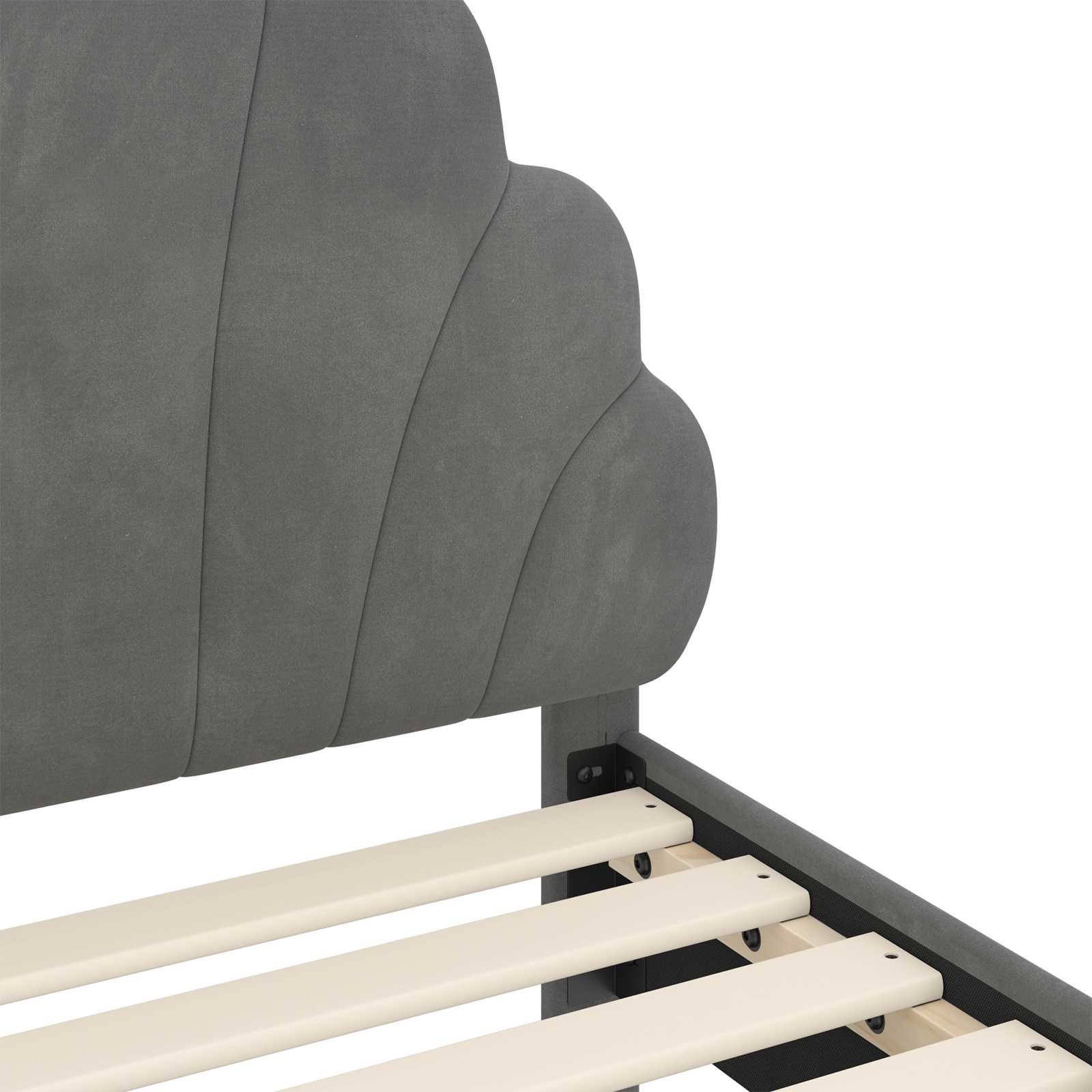 Peuterbedframe met hoofdbord Donkergrijs 70 x 140 cm Fluweel is nu te koop bij PeponiXL, paradijselijk wonen!