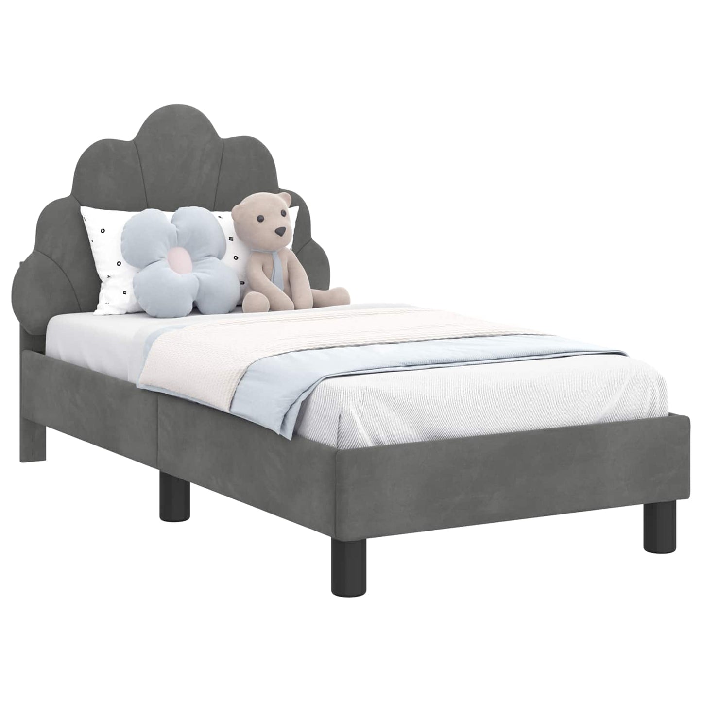 Peuterbedframe met hoofdbord Donkergrijs 70 x 140 cm Fluweel is nu te koop bij PeponiXL, paradijselijk wonen!