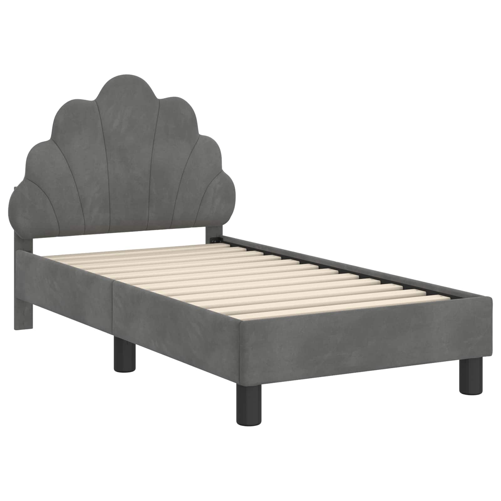 Peuterbedframe met hoofdbord Donkergrijs 70 x 140 cm Fluweel is nu te koop bij PeponiXL, paradijselijk wonen!