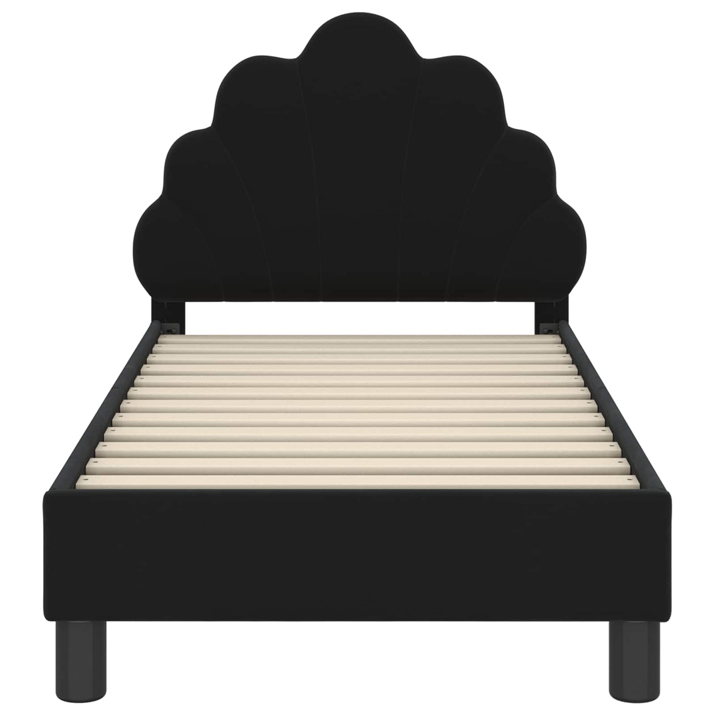 Peuterbedframe met hoofdbord Zwart 70 x 140 cm Fluweel is nu te koop bij PeponiXL, paradijselijk wonen!