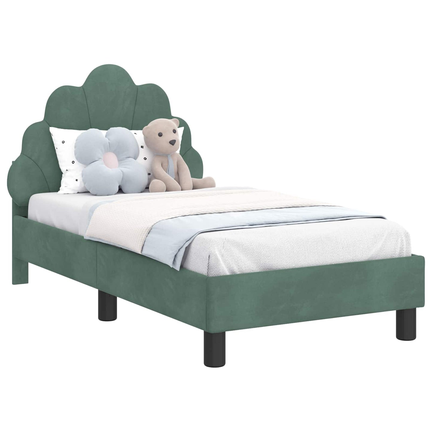 Peuterbedframe met hoofdbord Zeegroen 70 x 140 cm Fluweel is nu te koop bij PeponiXL, paradijselijk wonen!