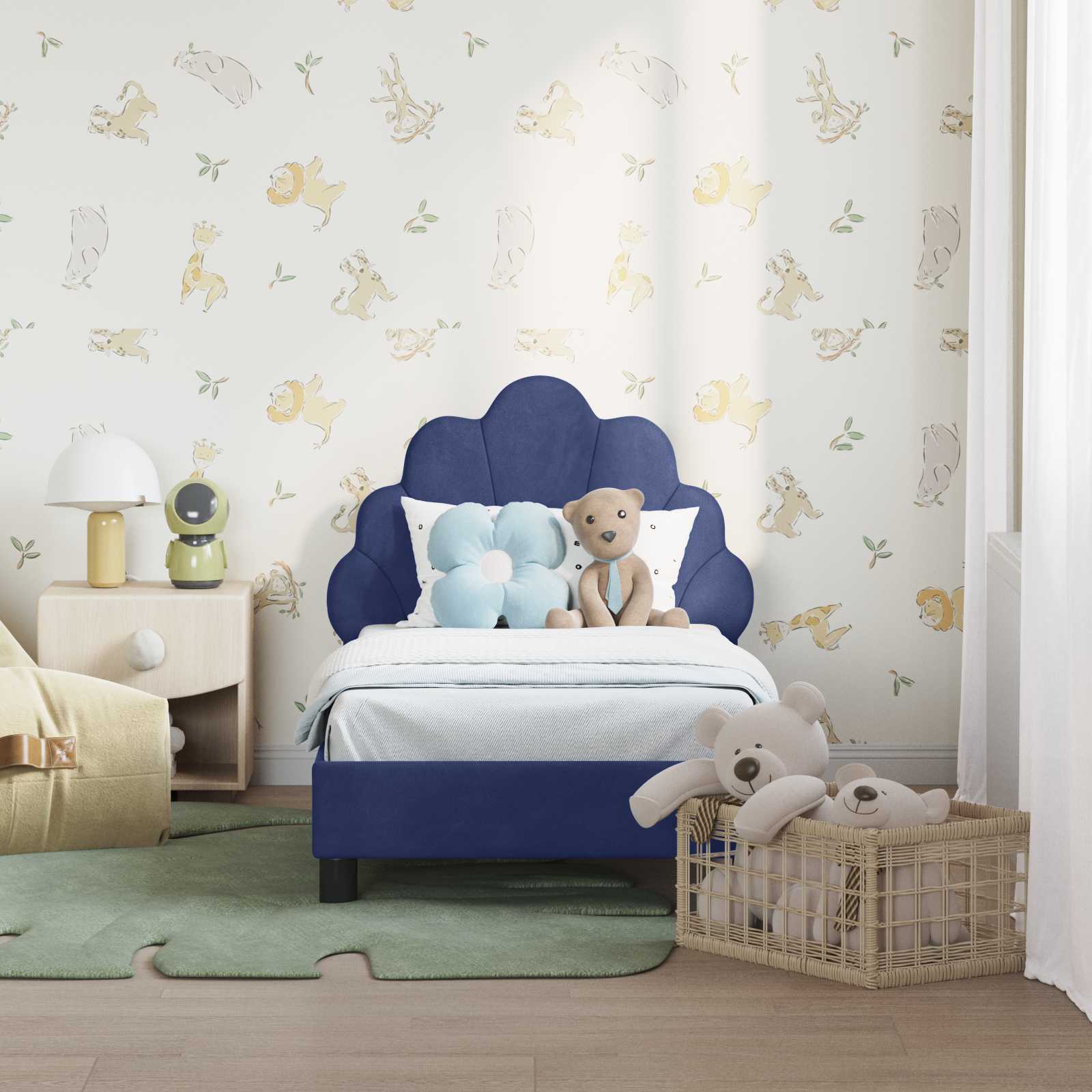 Peuterbedframe met hoofdbord Politieblauw 70 x 140 cm Fluweel is nu te koop bij PeponiXL, paradijselijk wonen!