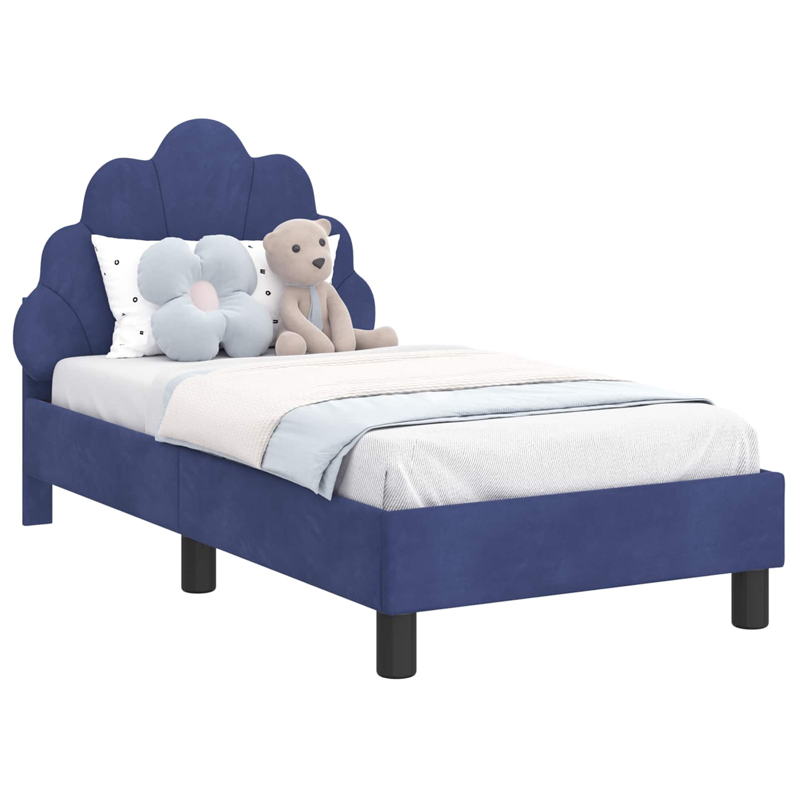 Peuterbedframe met hoofdbord Politieblauw 70 x 140 cm Fluweel is nu te koop bij PeponiXL, paradijselijk wonen!