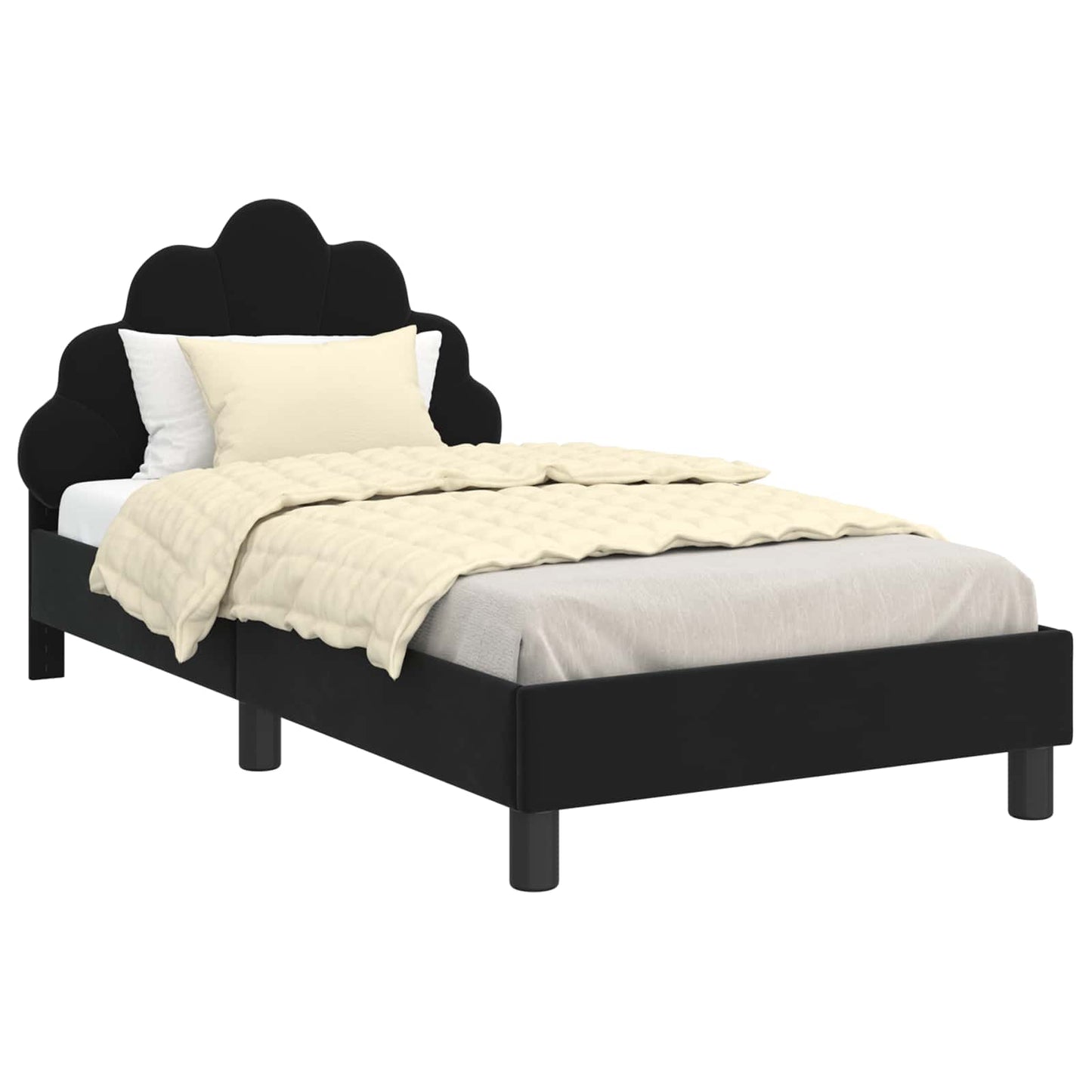 Bedframe voor kinderen met hoofdbord Zwart 80 x 160 cm Fluweel is nu te koop bij PeponiXL, paradijselijk wonen!