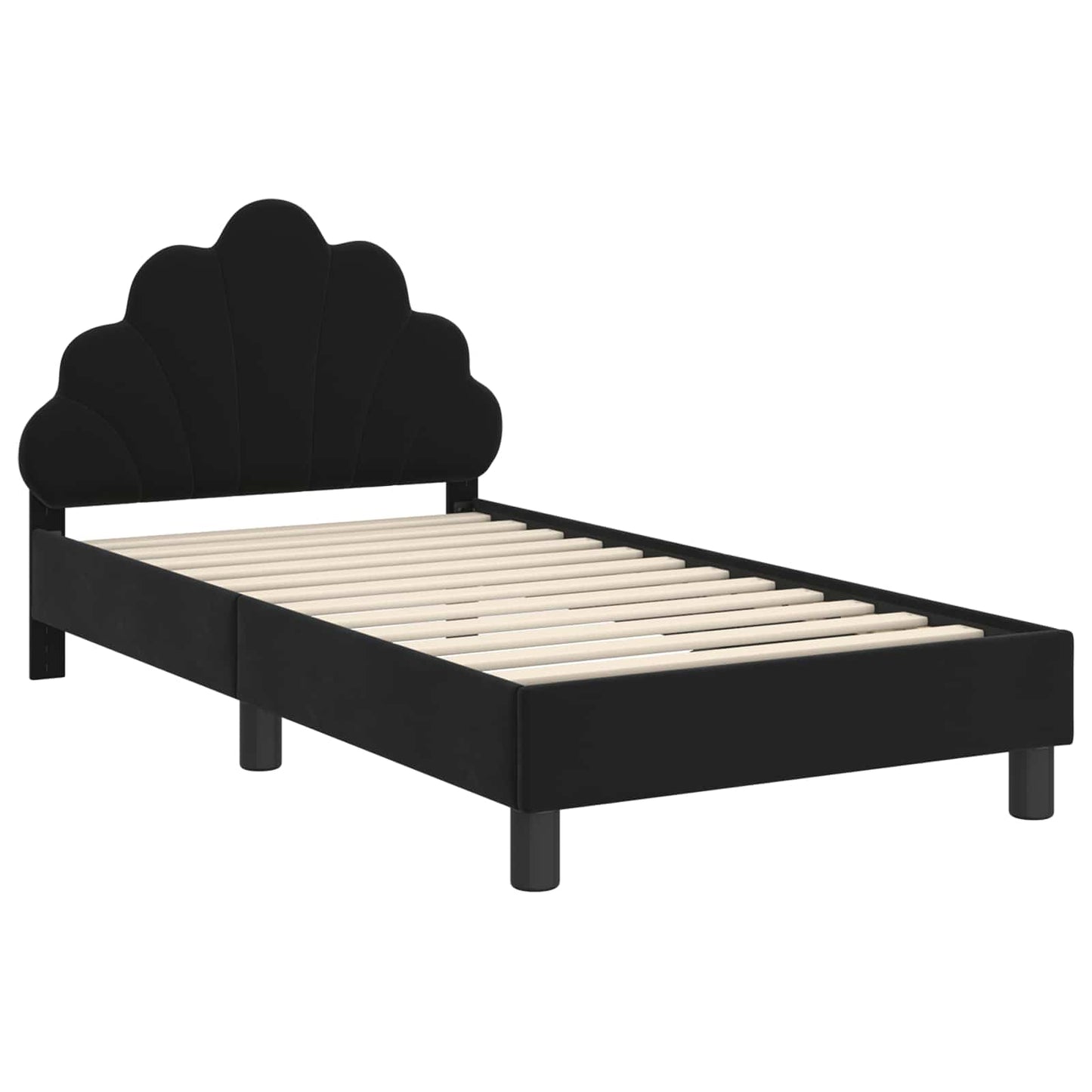 Bedframe voor kinderen met hoofdbord Zwart 80 x 160 cm Fluweel is nu te koop bij PeponiXL, paradijselijk wonen!