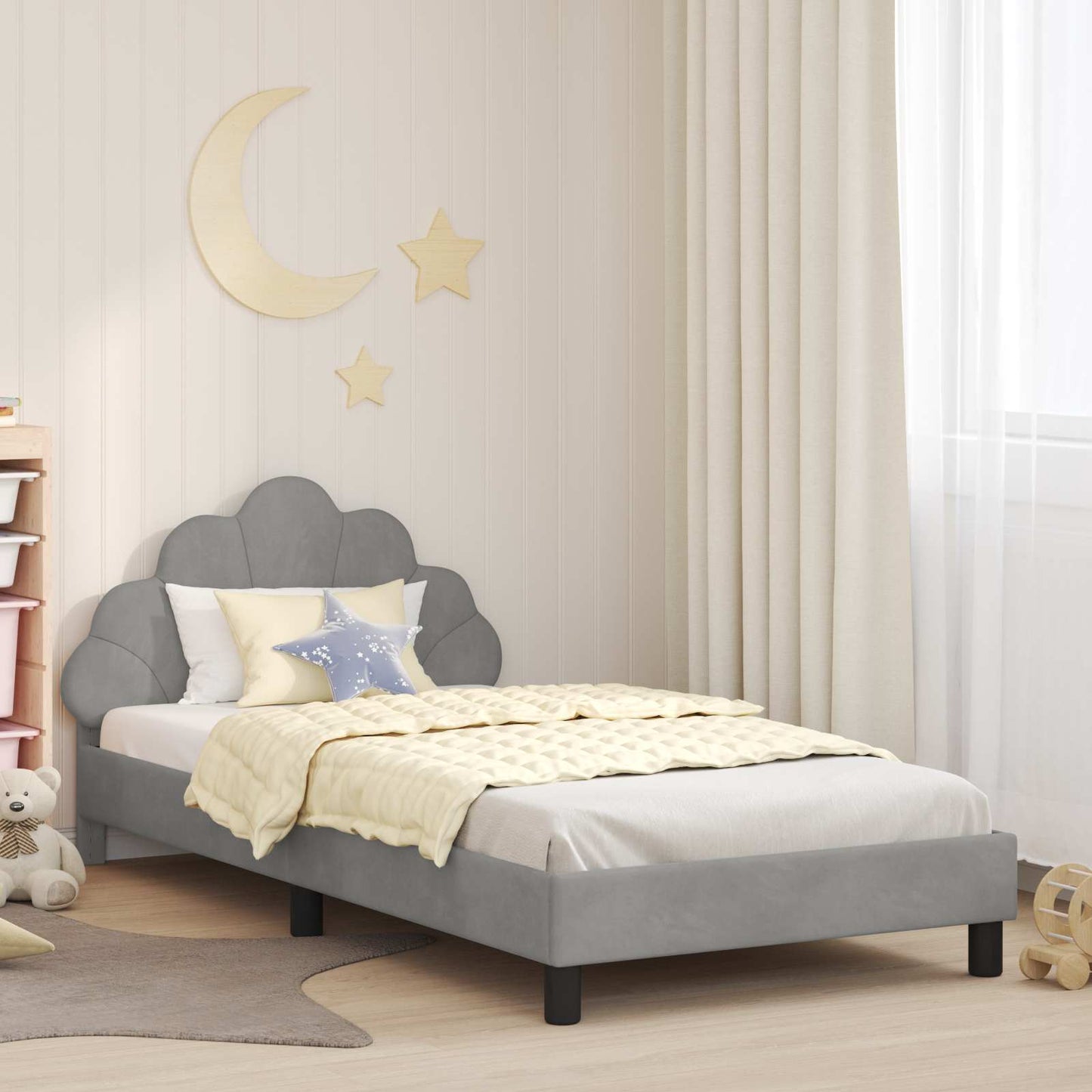 Bedframe voor kinderen met hoofdbord Lichtgrijs 80 x 200 cm is nu te koop bij PeponiXL, paradijselijk wonen!