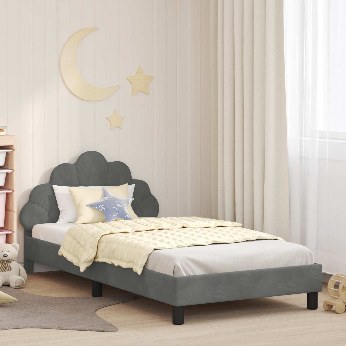 Bedframe voor kinderen met hoofdbord Donkergrijs 80 x 200 cm is nu te koop bij PeponiXL, paradijselijk wonen!