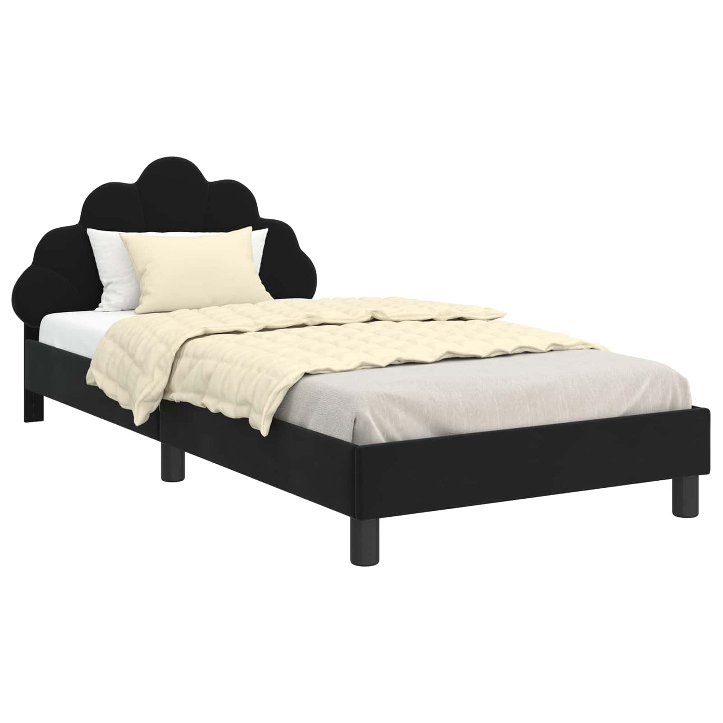 Bedframe voor kinderen met hoofdbord Zwart 80 x 200 cm Fluweel is nu te koop bij PeponiXL, paradijselijk wonen!