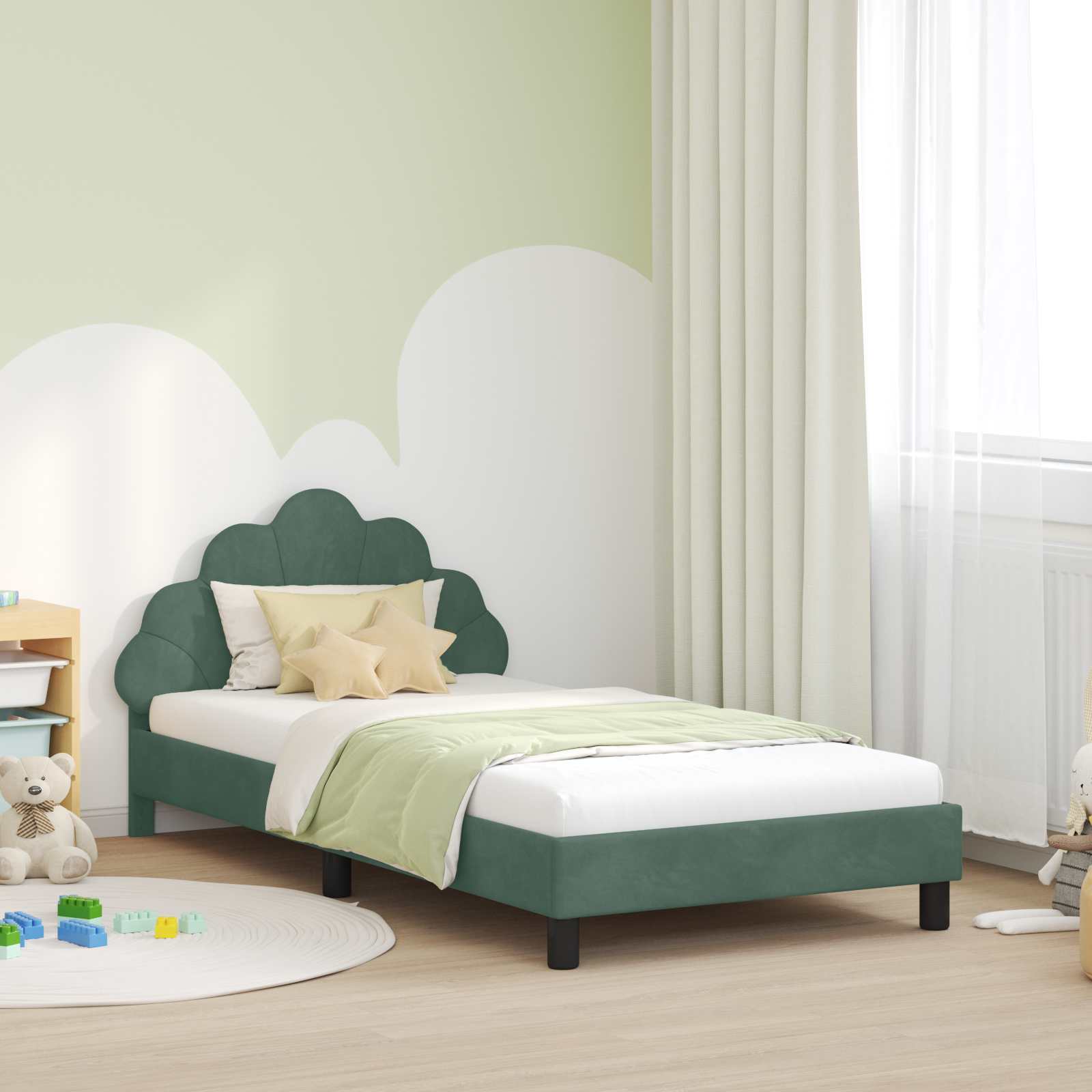 Bedframe voor kinderen met hoofdbord Zeegroen 80 x 200 cm is nu te koop bij PeponiXL, paradijselijk wonen!