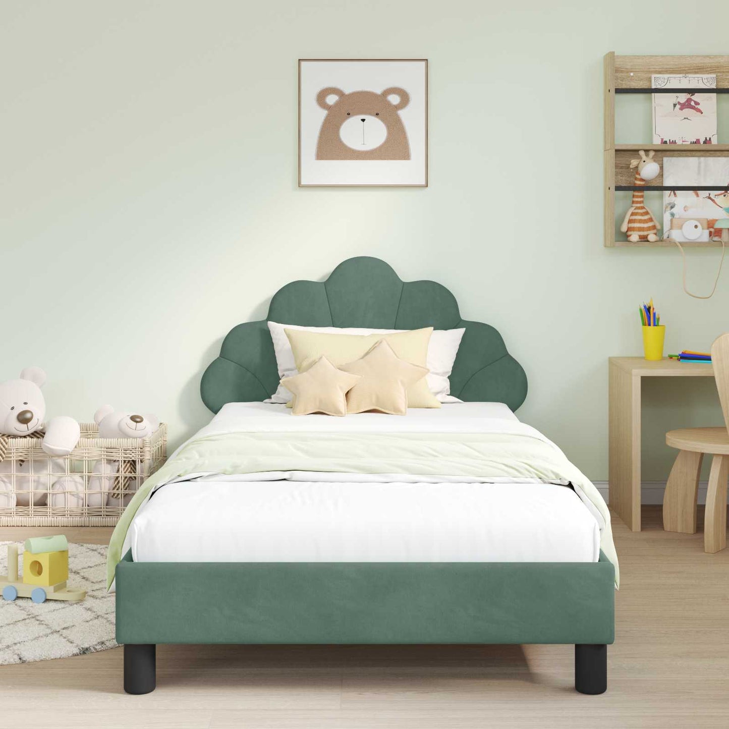 Bedframe voor kinderen met hoofdbord Zeegroen 80 x 200 cm is nu te koop bij PeponiXL, paradijselijk wonen!