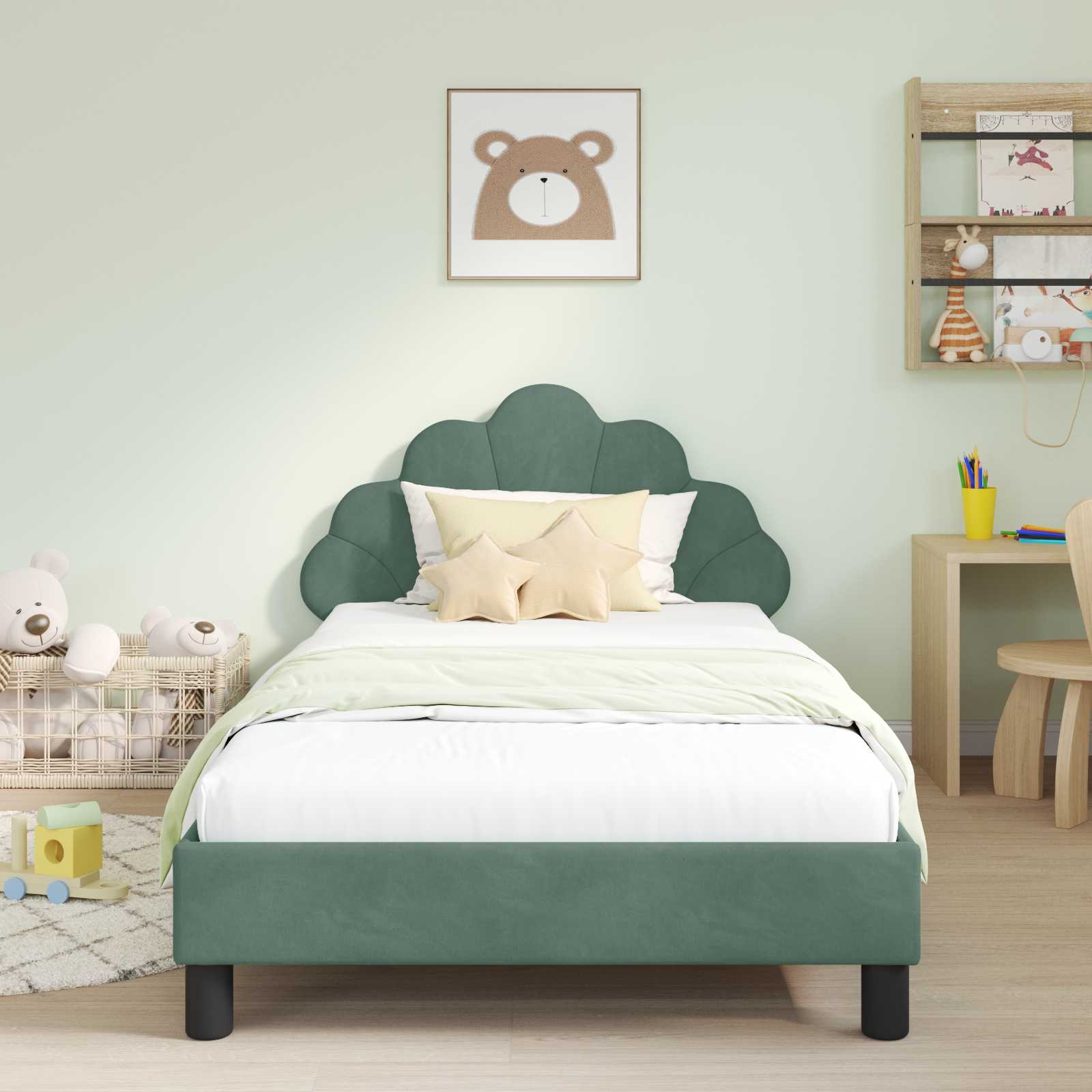 Bedframe voor kinderen met hoofdbord Zeegroen 80 x 200 cm is nu te koop bij PeponiXL, paradijselijk wonen!