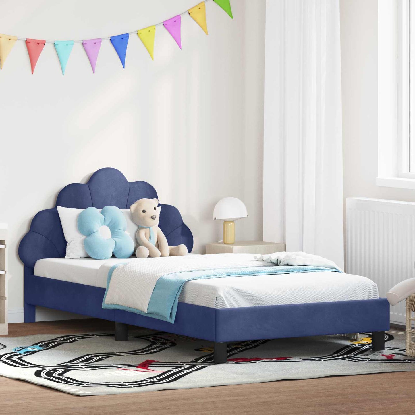 Bedframe voor kinderen met hoofdbord Politieblauw 80 x 200 cm is nu te koop bij PeponiXL, paradijselijk wonen!