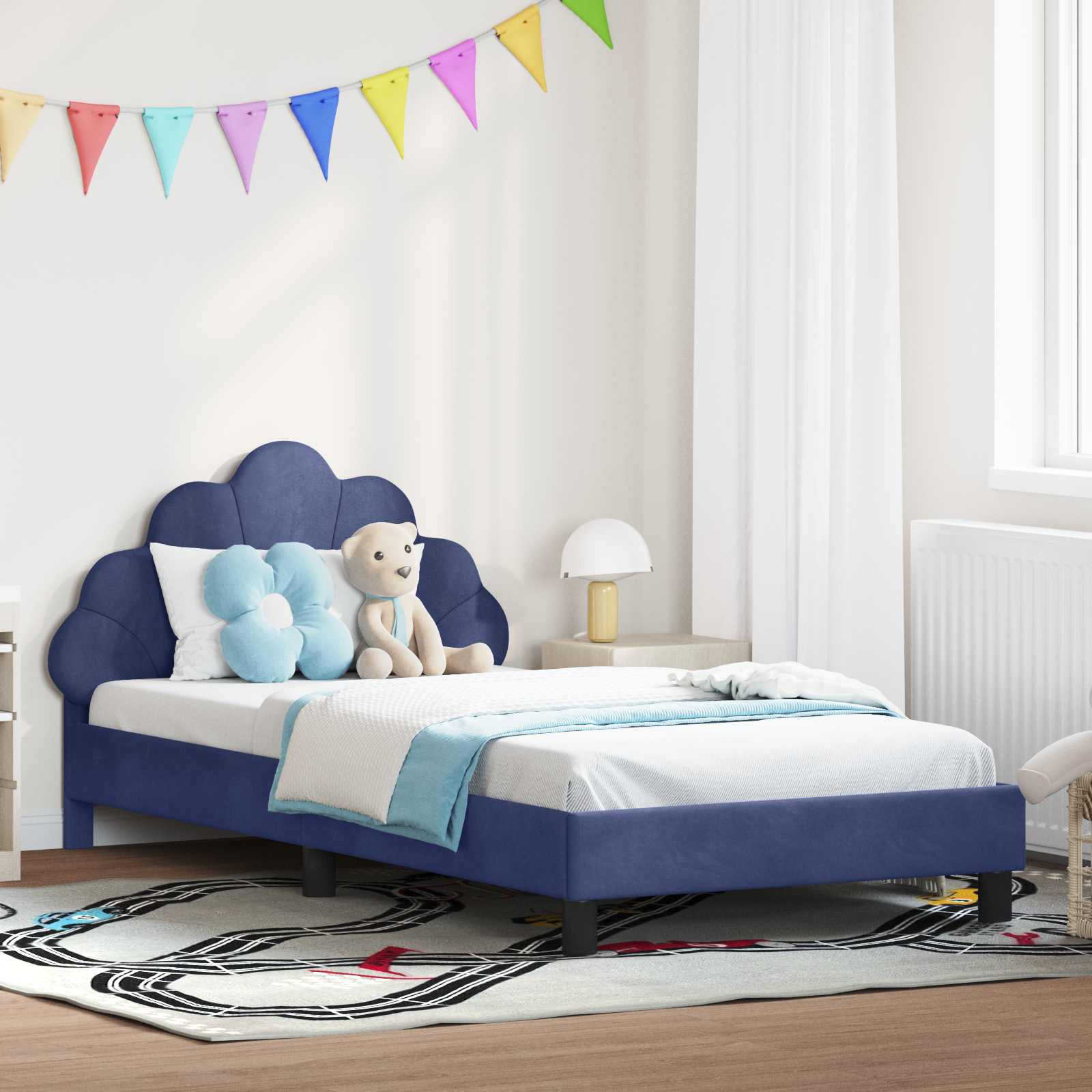 Bedframe voor kinderen met hoofdbord Politieblauw 80 x 200 cm is nu te koop bij PeponiXL, paradijselijk wonen!