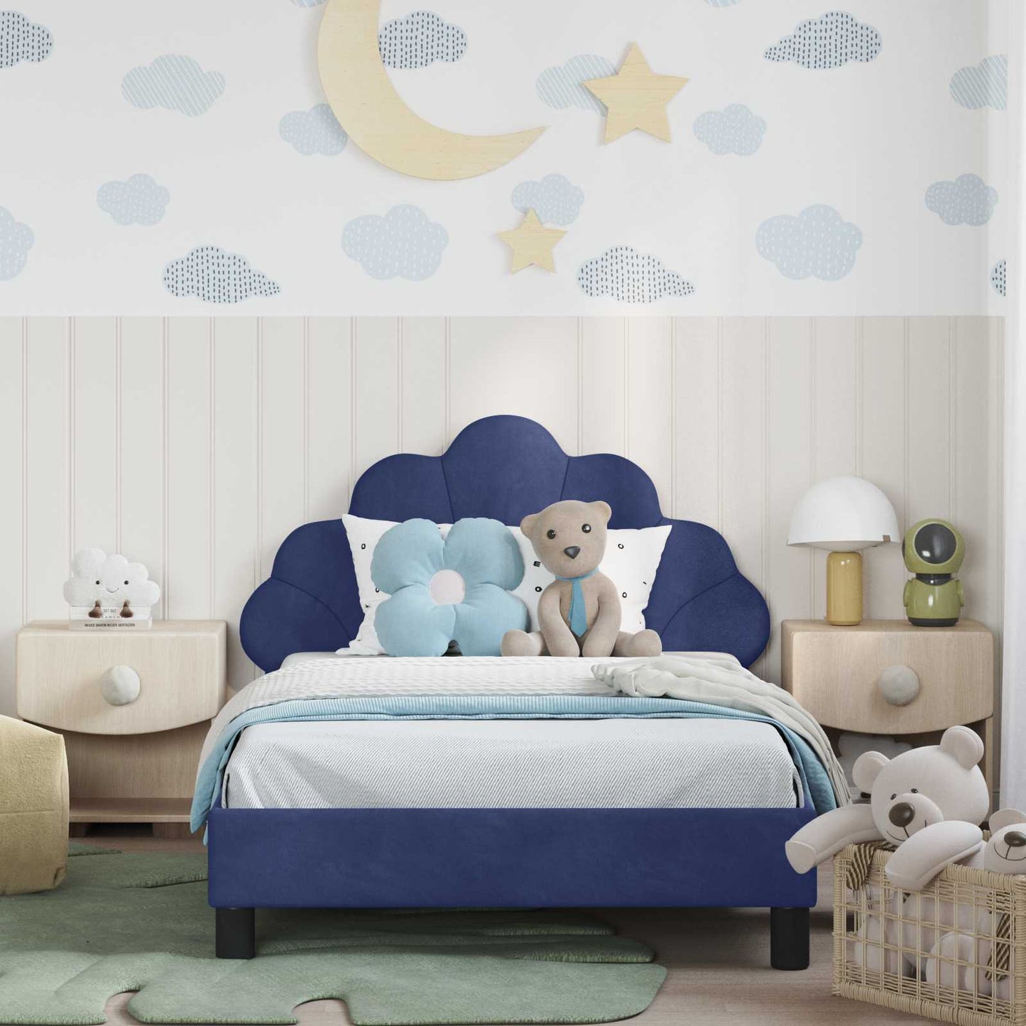 Bedframe voor kinderen met hoofdbord Politieblauw 80 x 200 cm is nu te koop bij PeponiXL, paradijselijk wonen!