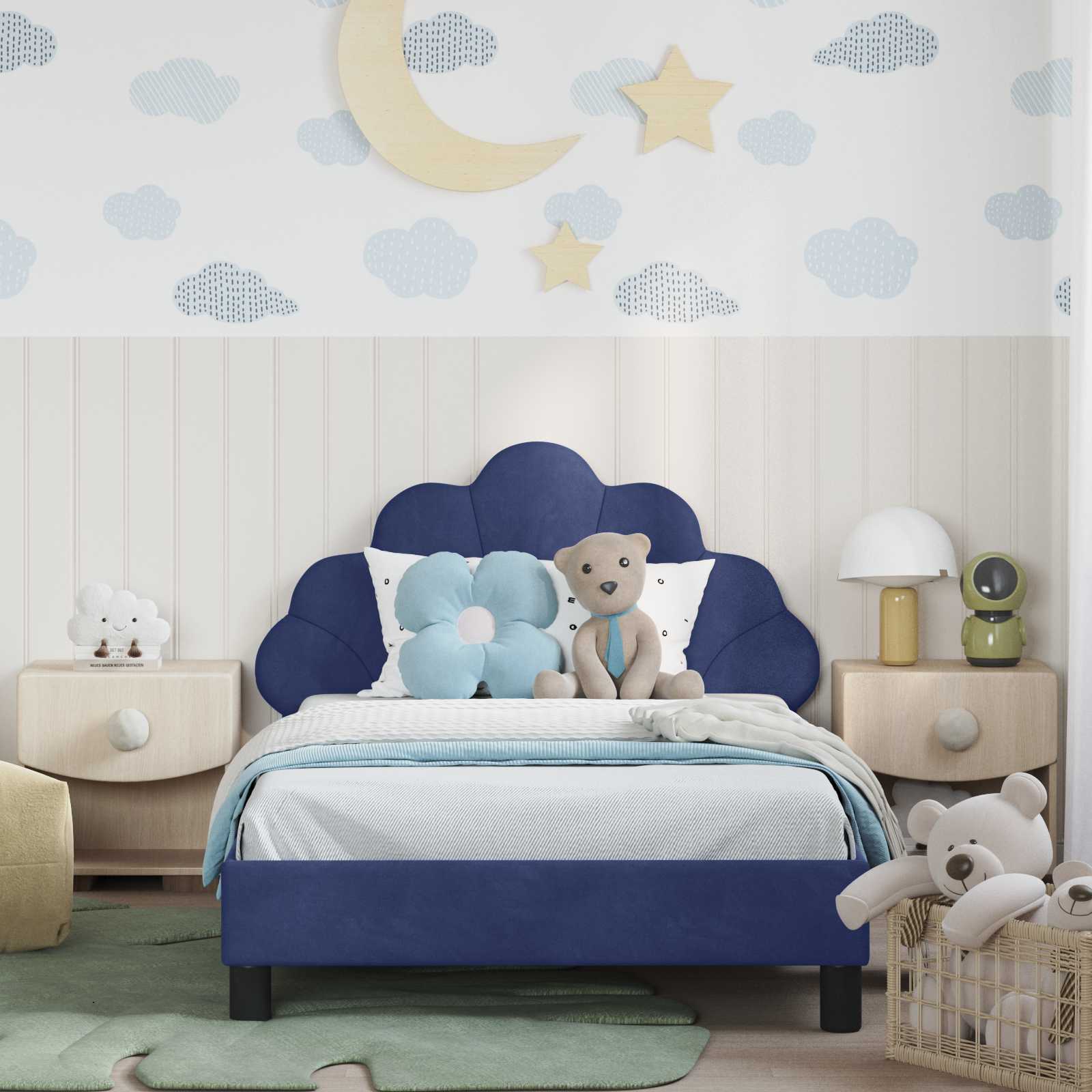 Bedframe voor kinderen met hoofdbord Politieblauw 80 x 200 cm is nu te koop bij PeponiXL, paradijselijk wonen!