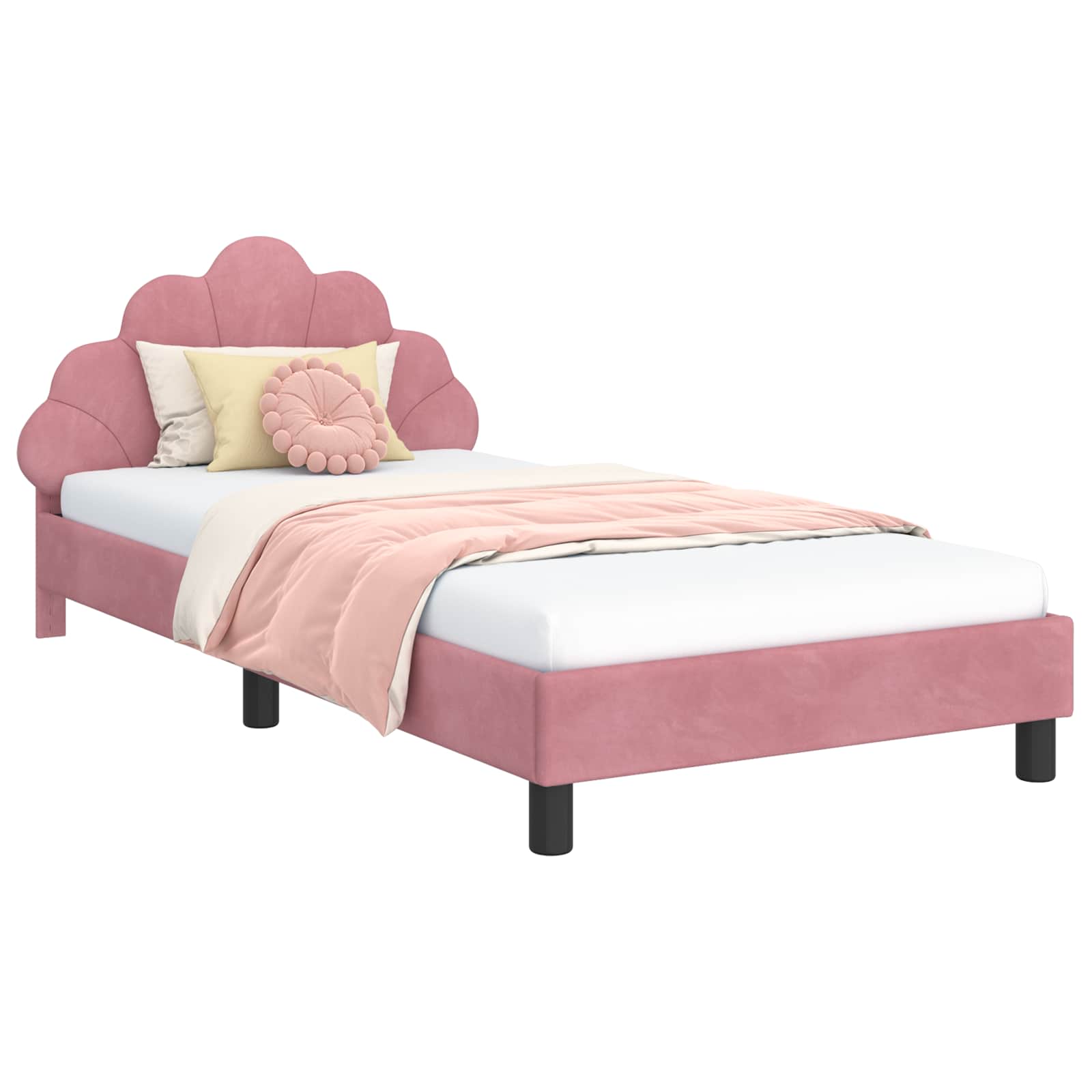 Bedframe voor kinderen met hoofdbord Roze 90 x 190 cm Fluweel is nu te koop bij PeponiXL, paradijselijk wonen!