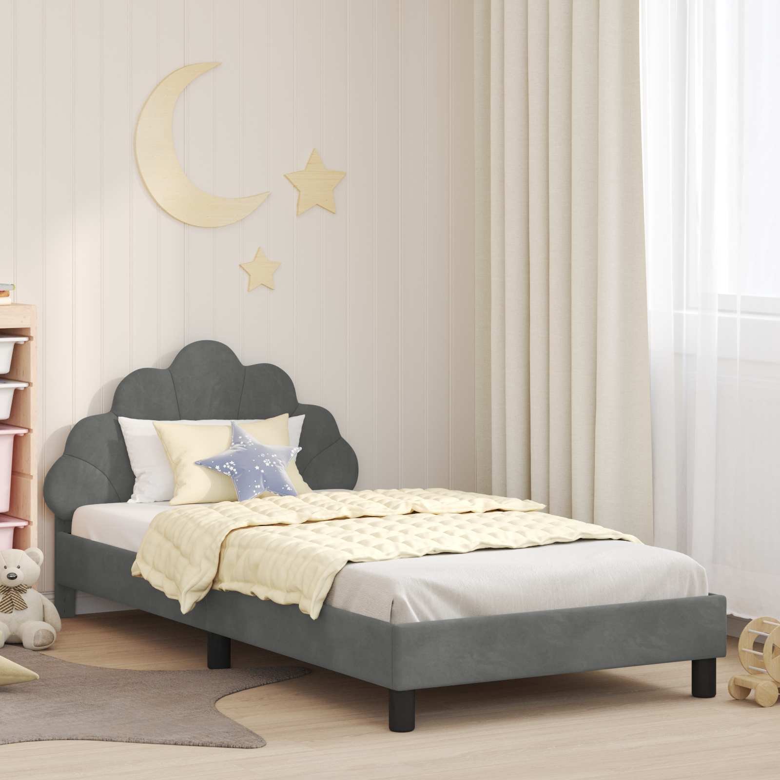 Bedframe voor kinderen met hoofdbord Donkergrijs 90 x 200 cm is nu te koop bij PeponiXL, paradijselijk wonen!