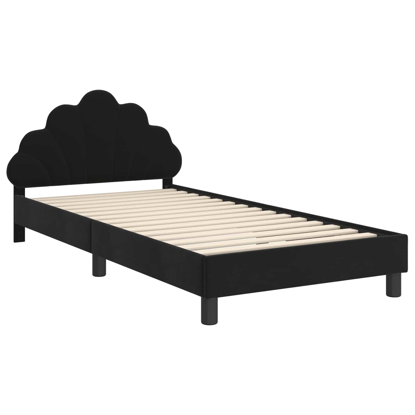 Bedframe voor kinderen met hoofdbord Zwart 90 x 200 cm Fluweel is nu te koop bij PeponiXL, paradijselijk wonen!