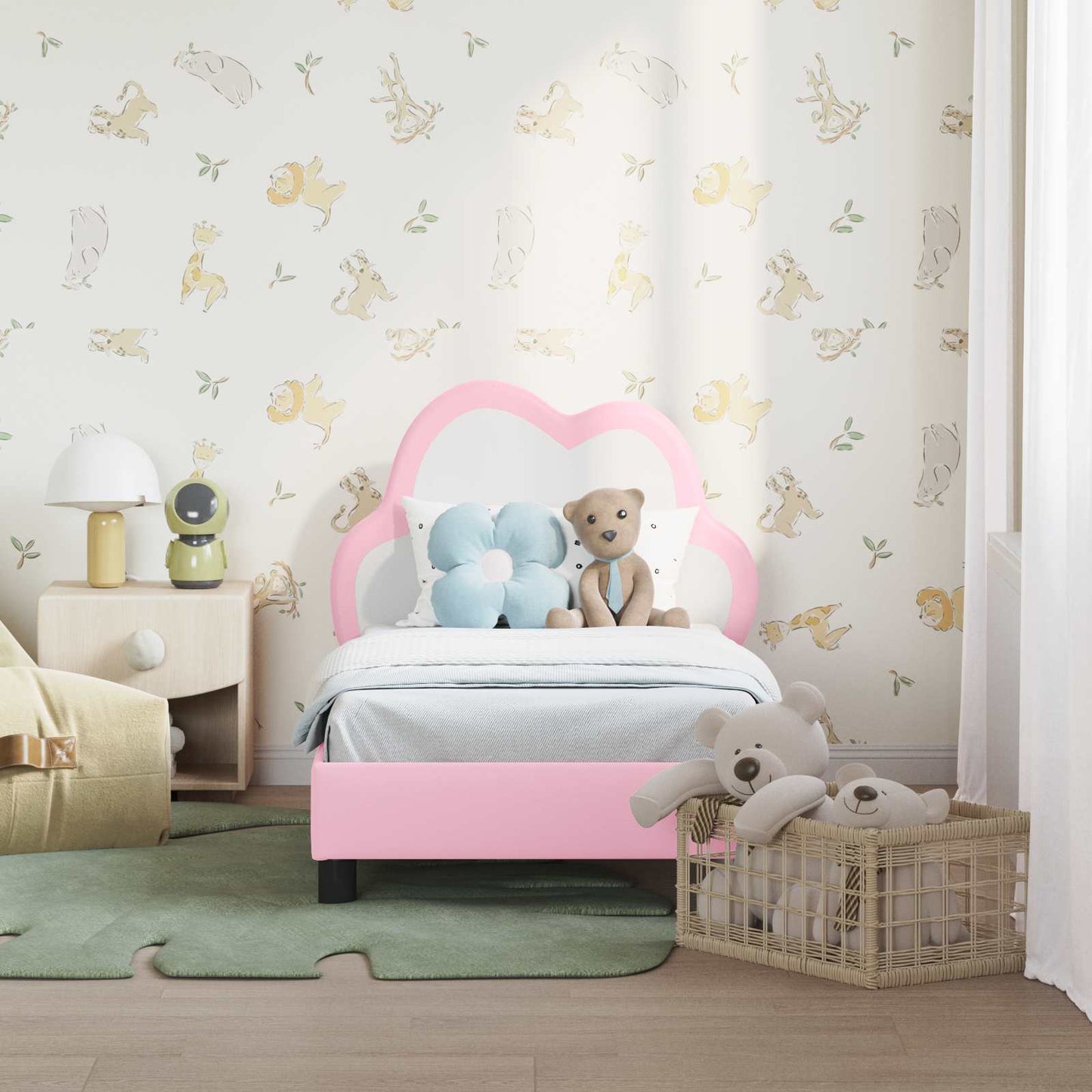 Peuterbedframe met hoofdbord met hoofdeinde Roze 70 x 140 cm PU is nu te koop bij PeponiXL, paradijselijk wonen!