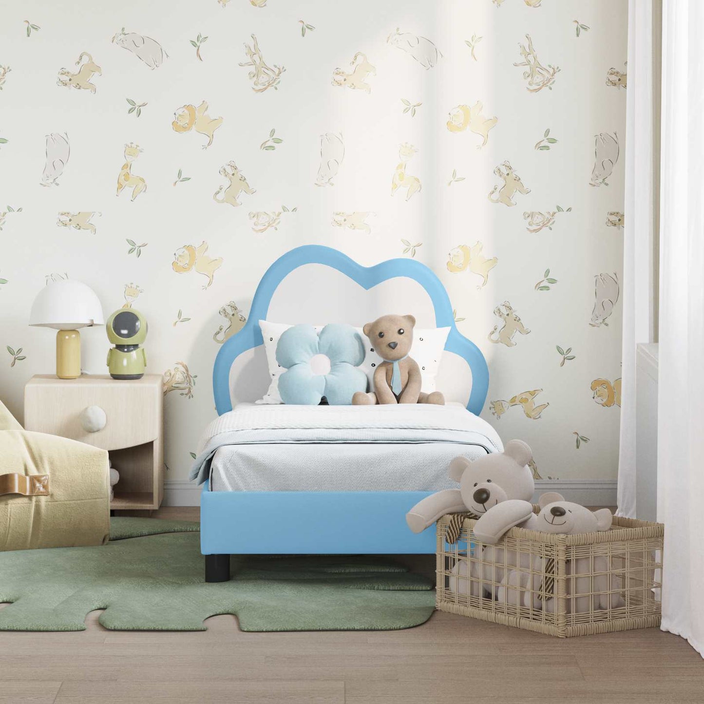 Peuterbedframe met hoofdbord Blauw 70 x 140 cm PU is nu te koop bij PeponiXL, paradijselijk wonen!